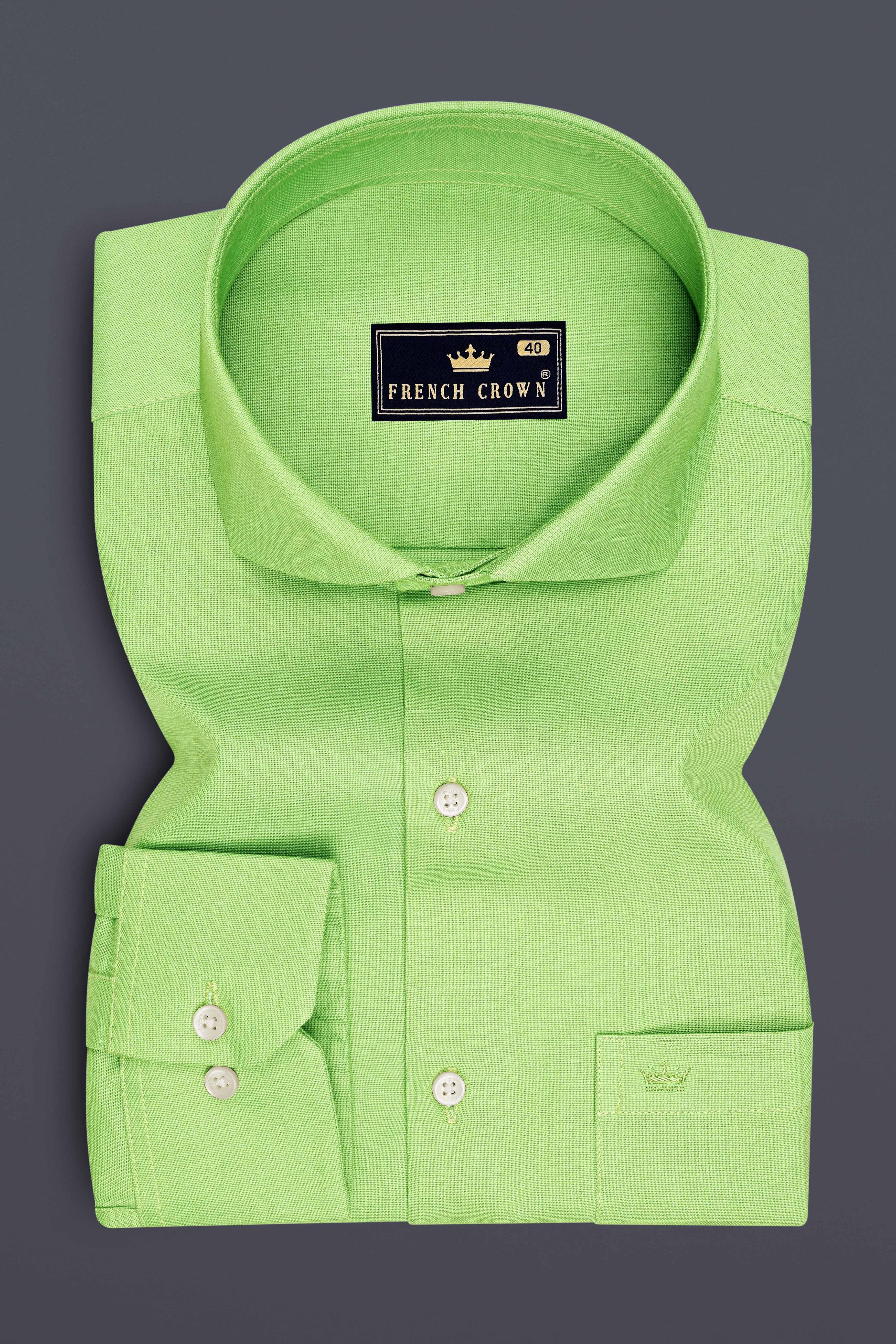Celvon-Pale Olive Green Oxford Premium Cotton Dress Cut Away Shirt