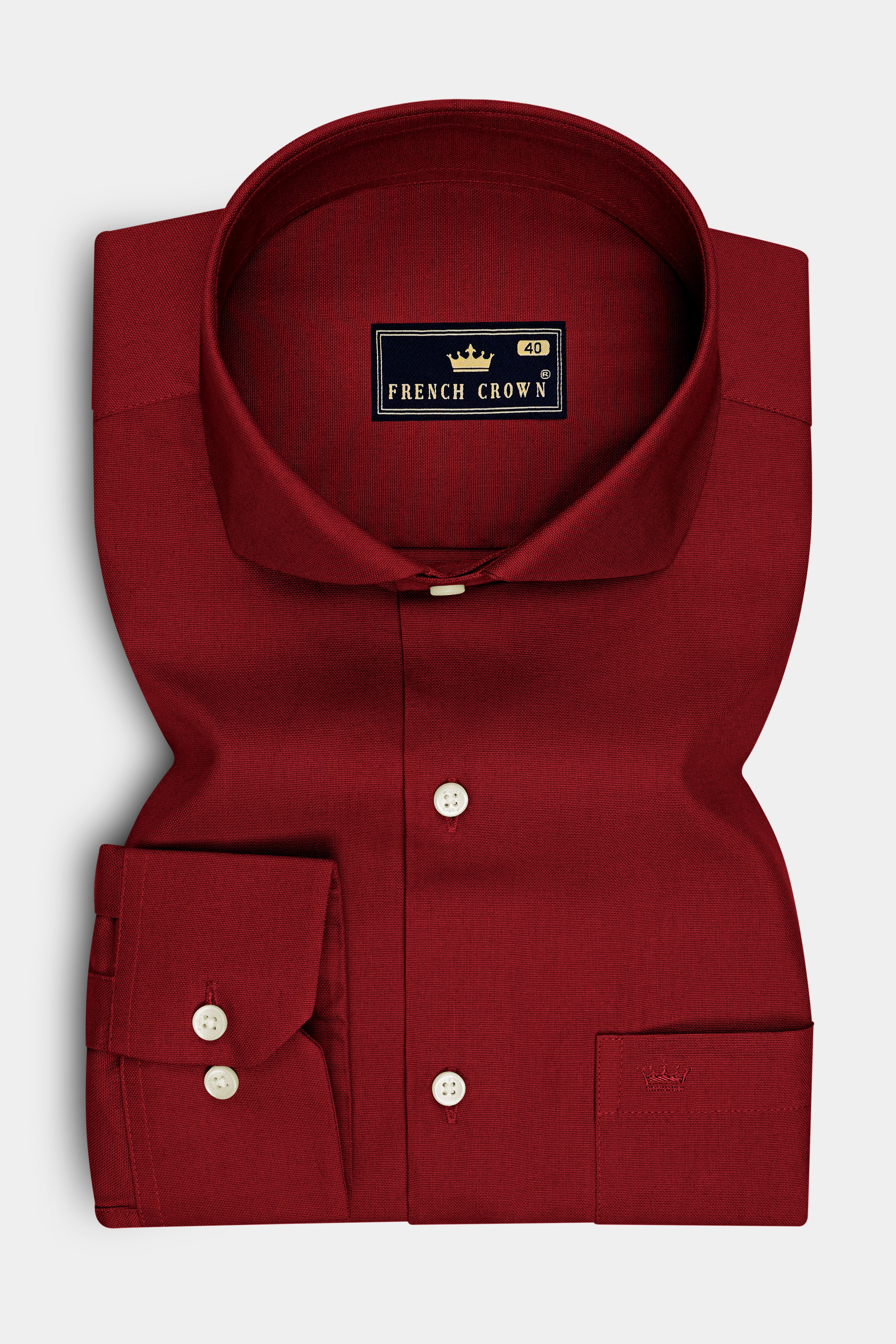Rouge-Persian Plum Red Oxford Premium Cotton Dress Cut Away Shirt