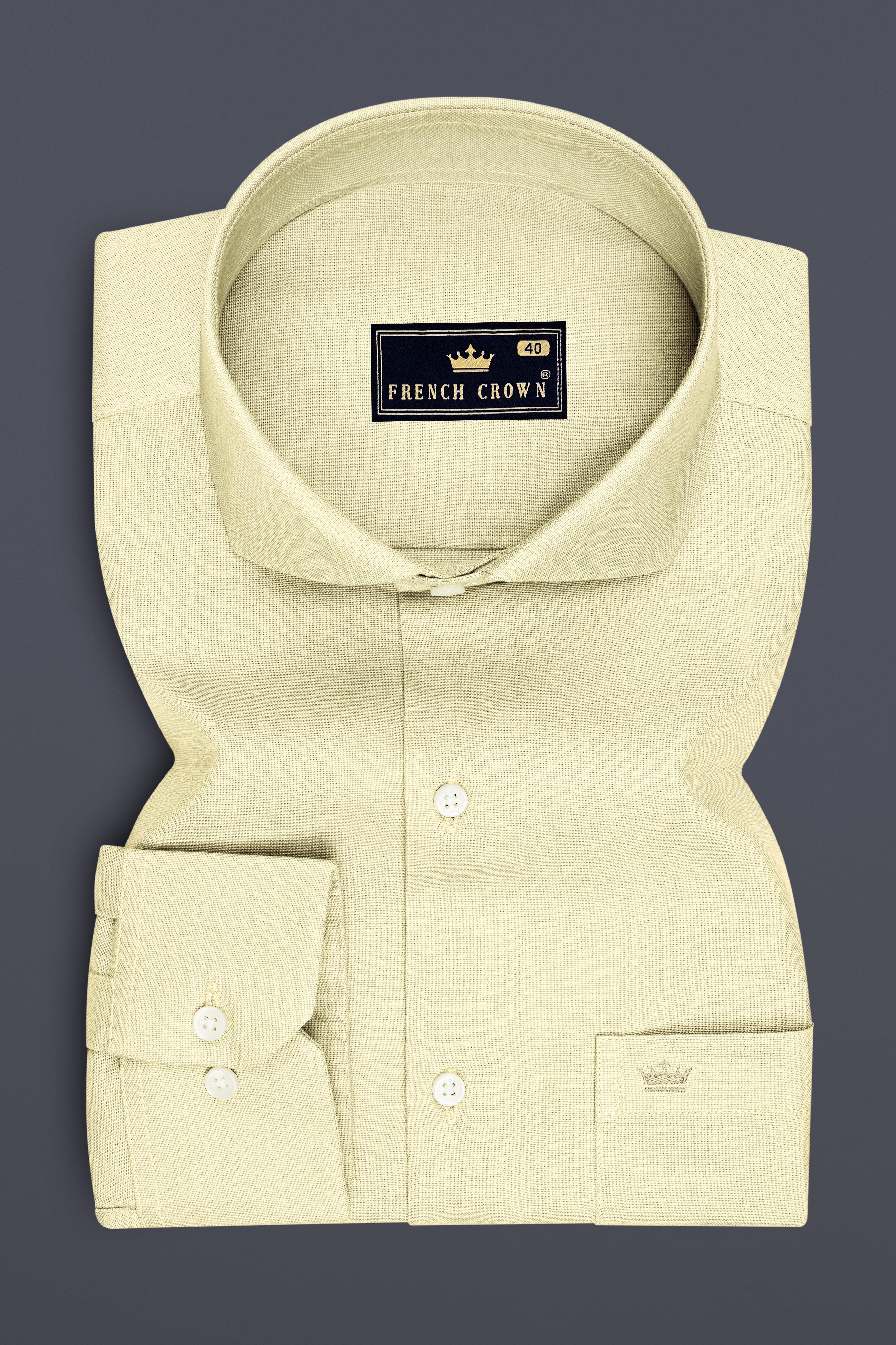 Ivora-Bone Cream Oxford Premium Cotton Dress Cut Away Shirt
