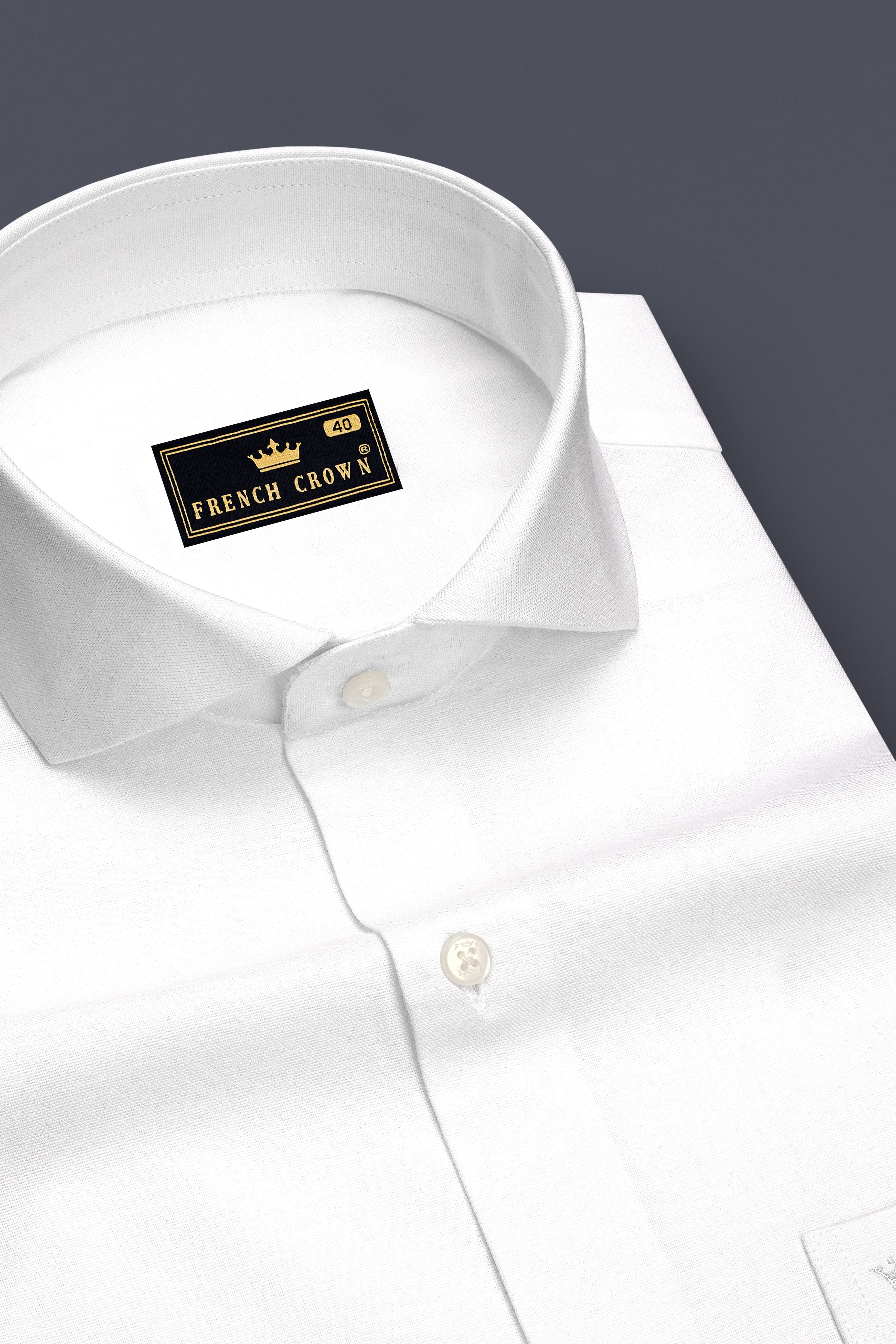 Lumen-Bright White Oxford Premium Cotton Dress Cut Away Shirt