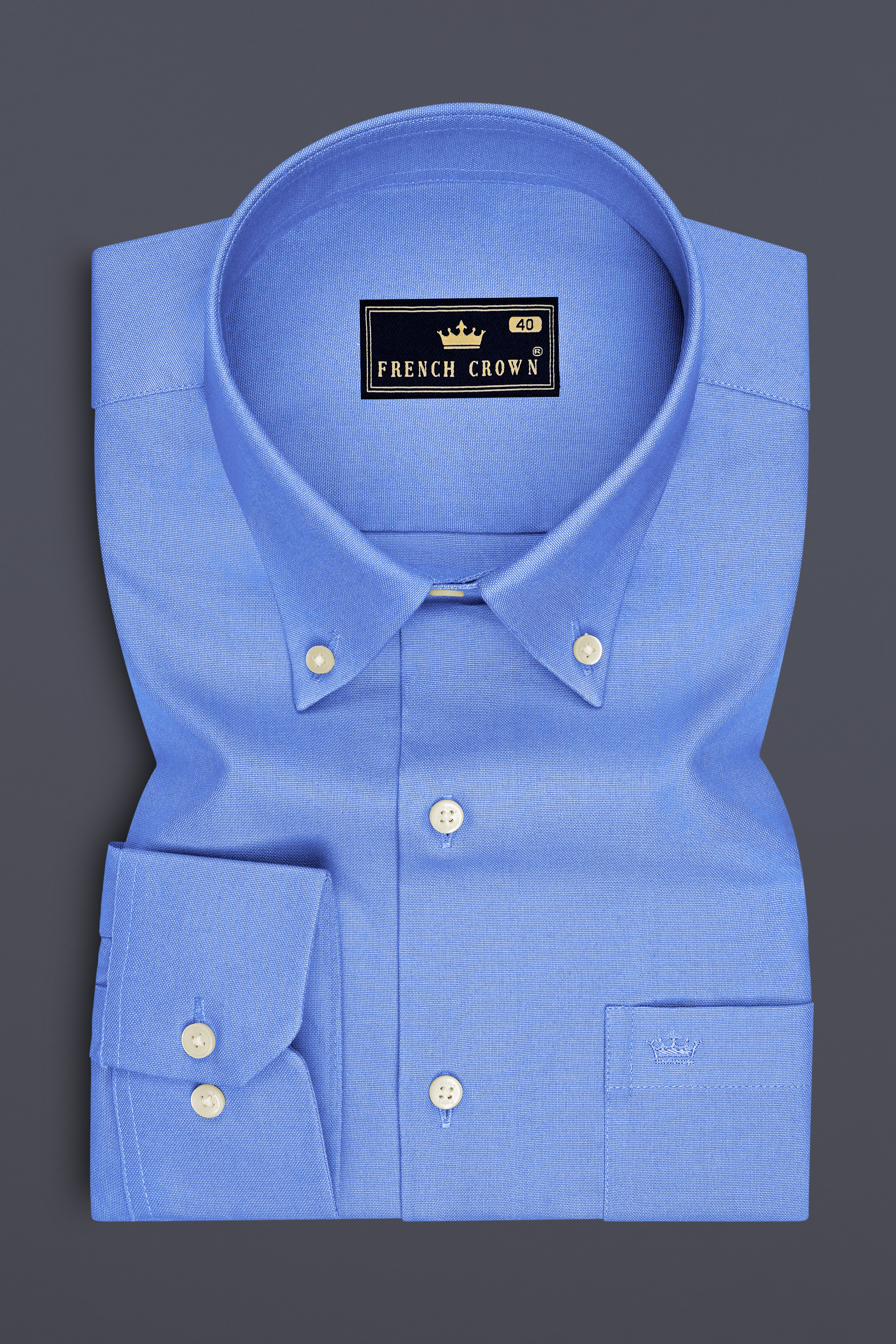 Verto-Jordy Blue Oxford Premium Cotton Dress Button Down Shirt