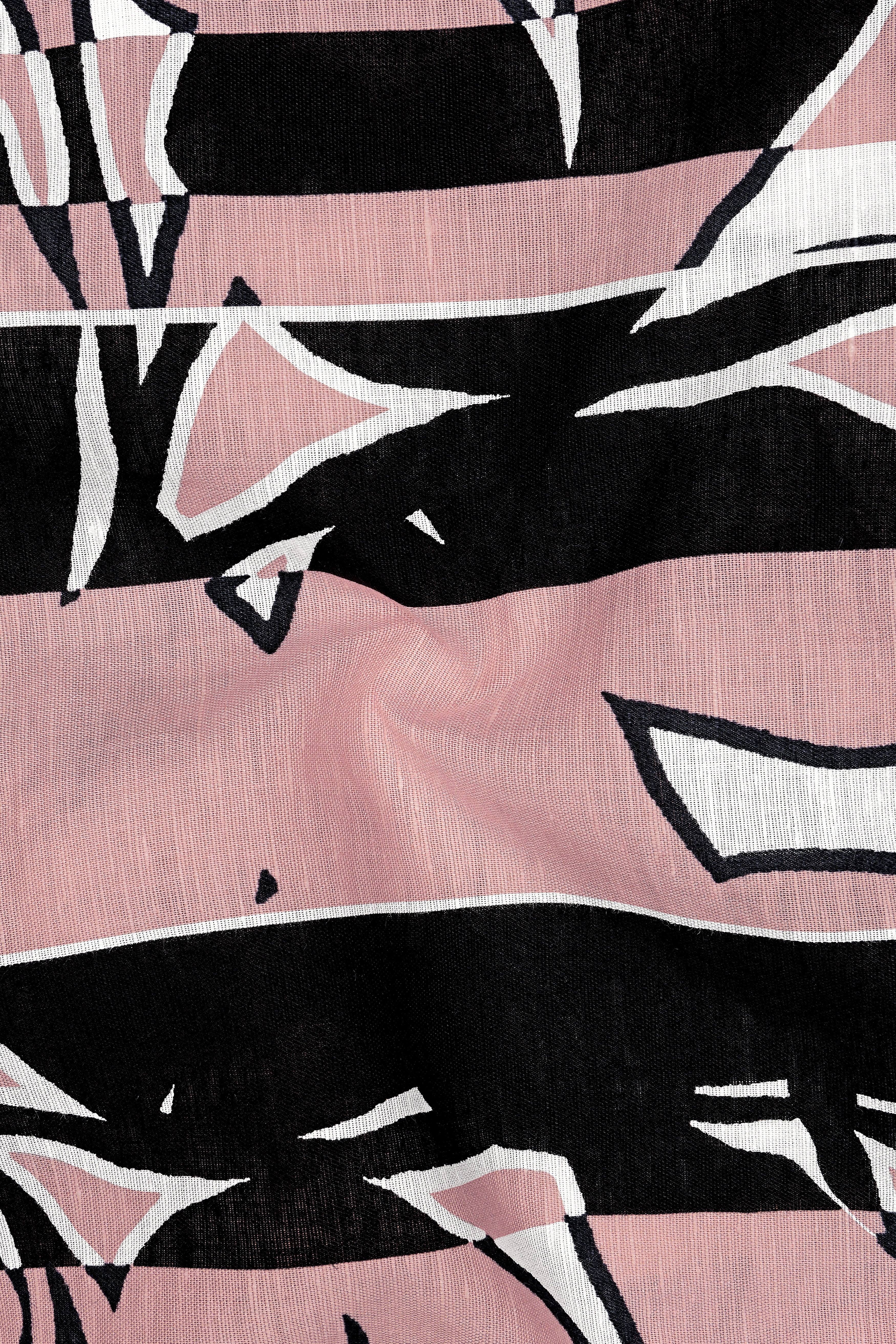 Mosaic-Careys Pink And Jade Black Abstract Printed Luxurious Linen Casual Shirt
