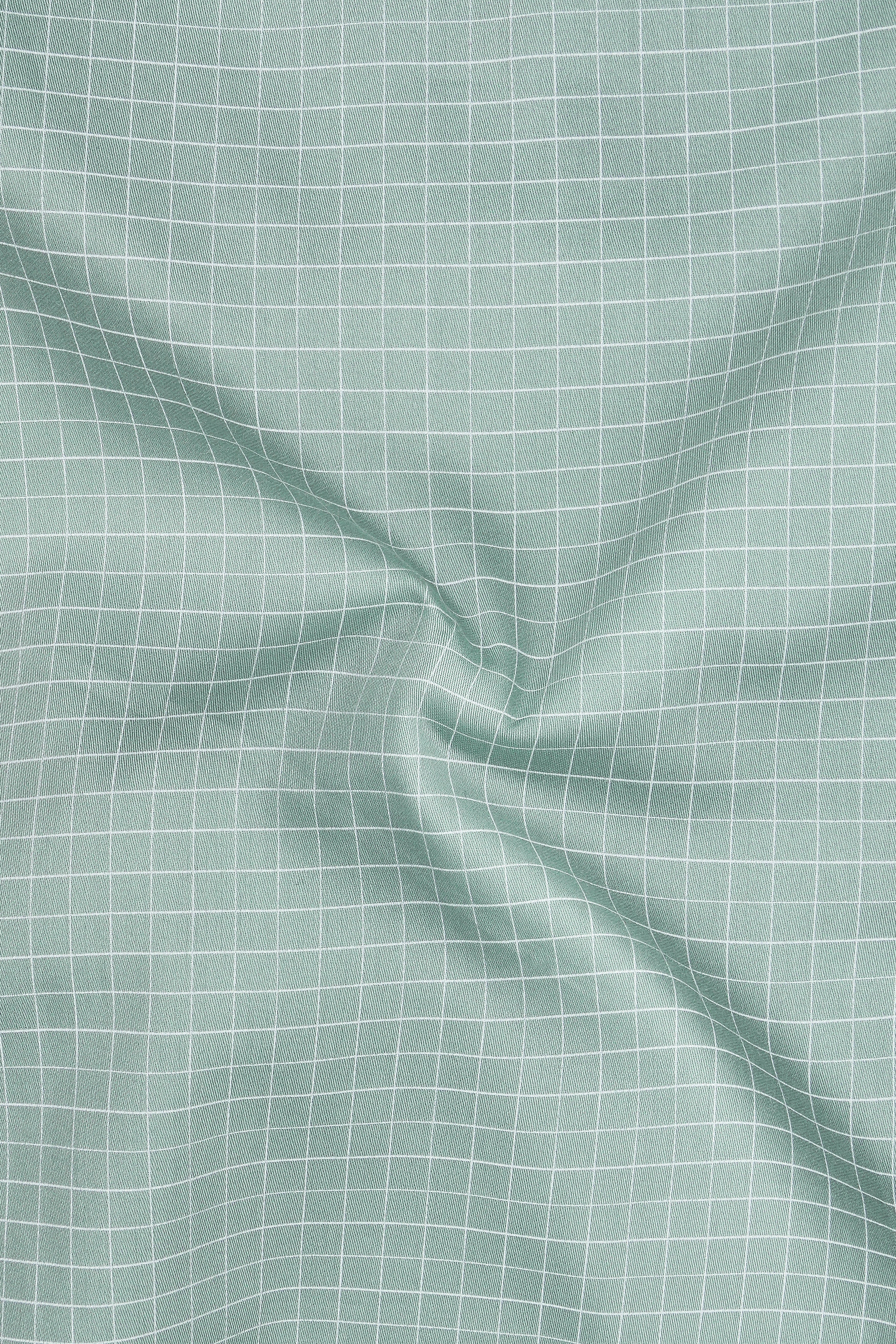 Ascend-Tower Green And Bright White Plaid Subtle Sheen Soft Premium Cotton Dress Shirt