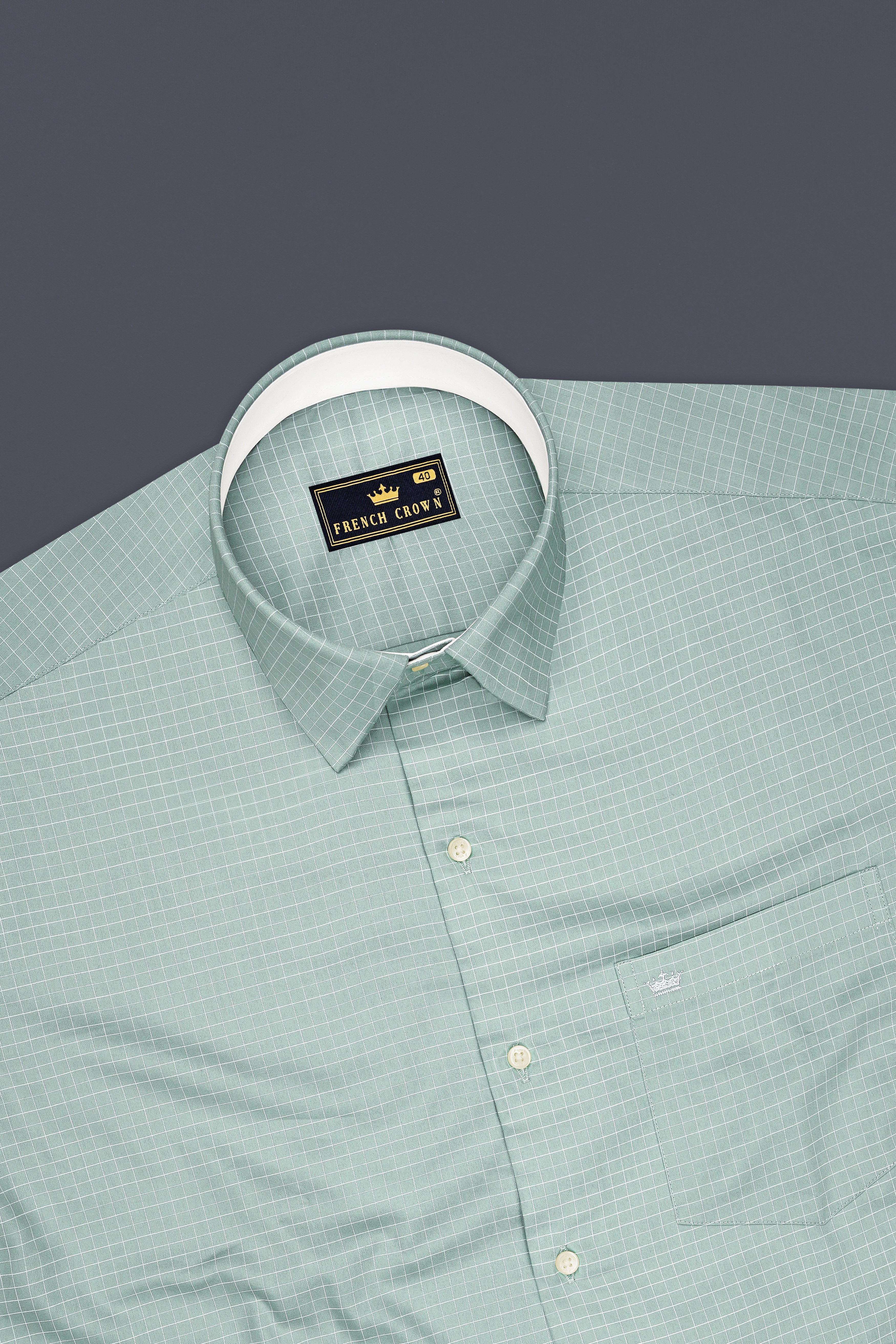 Ascend-Tower Green And Bright White Plaid Subtle Sheen Soft Premium Cotton Dress Shirt