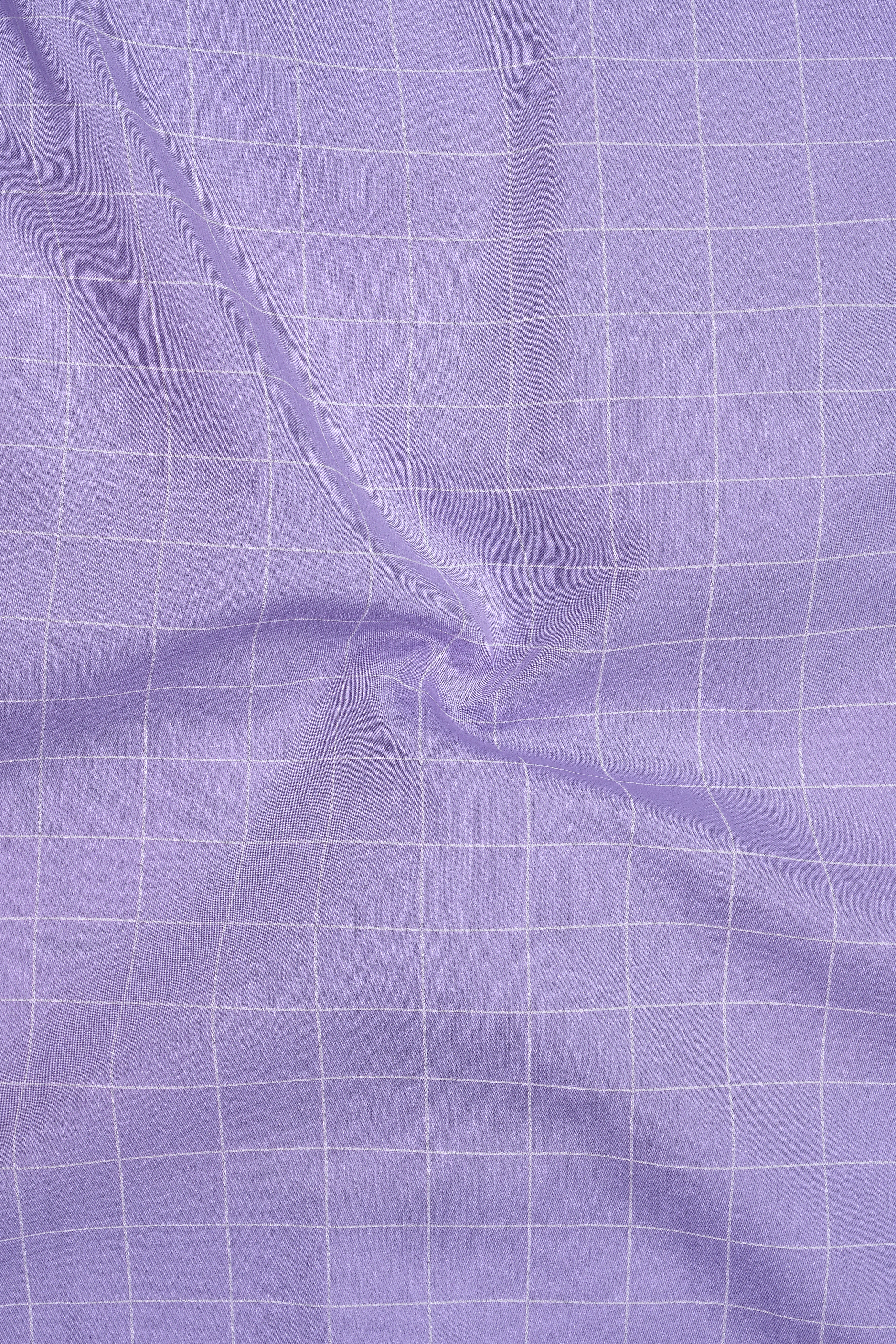 Lumis-Biloba Purple And Bright White Windowpane Subtle Sheen Super Soft Premium Cotton Dress Shirt