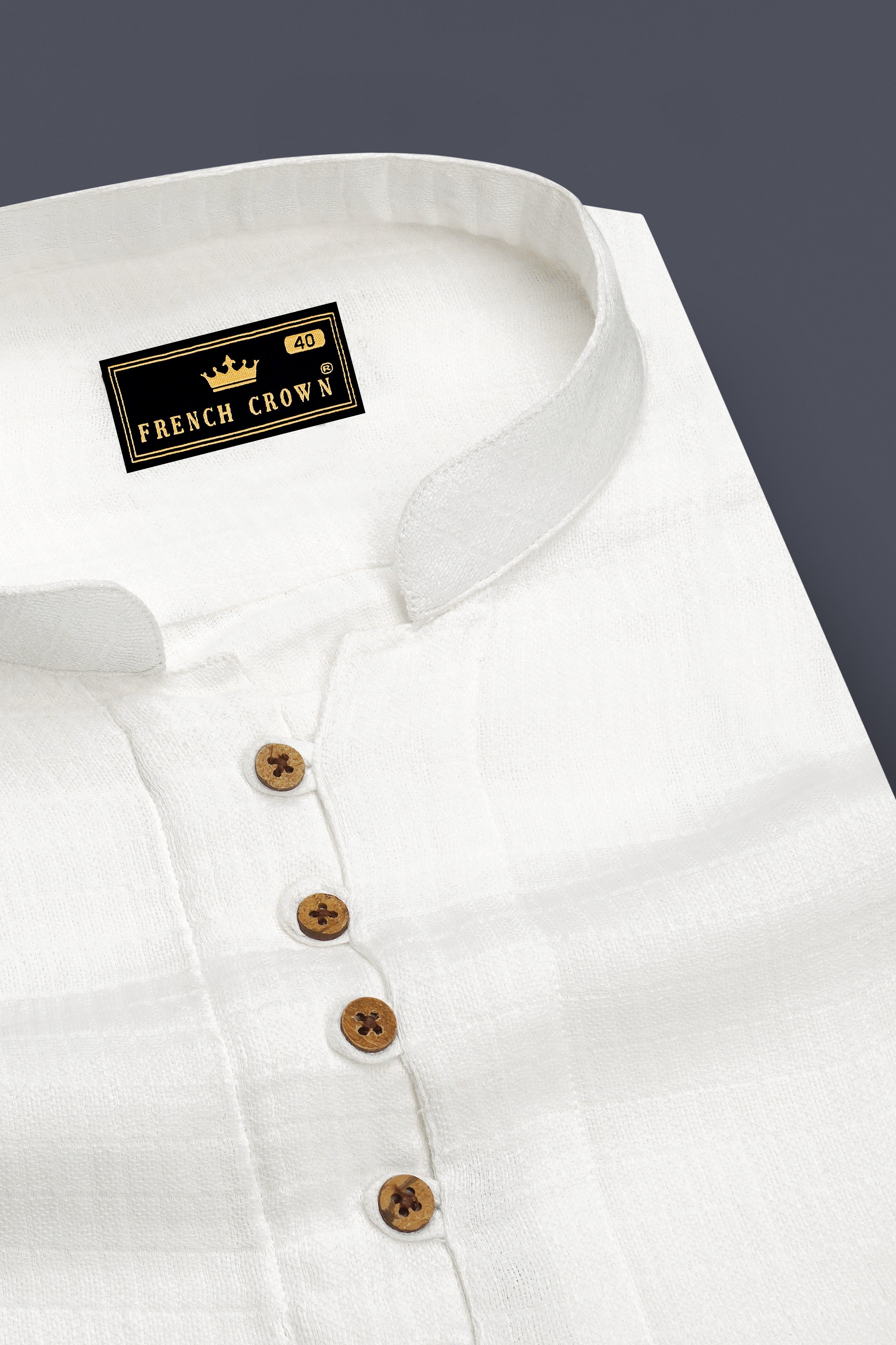 Orien-Merino White Textured Luxurious Linen Casual Kurta Shirt