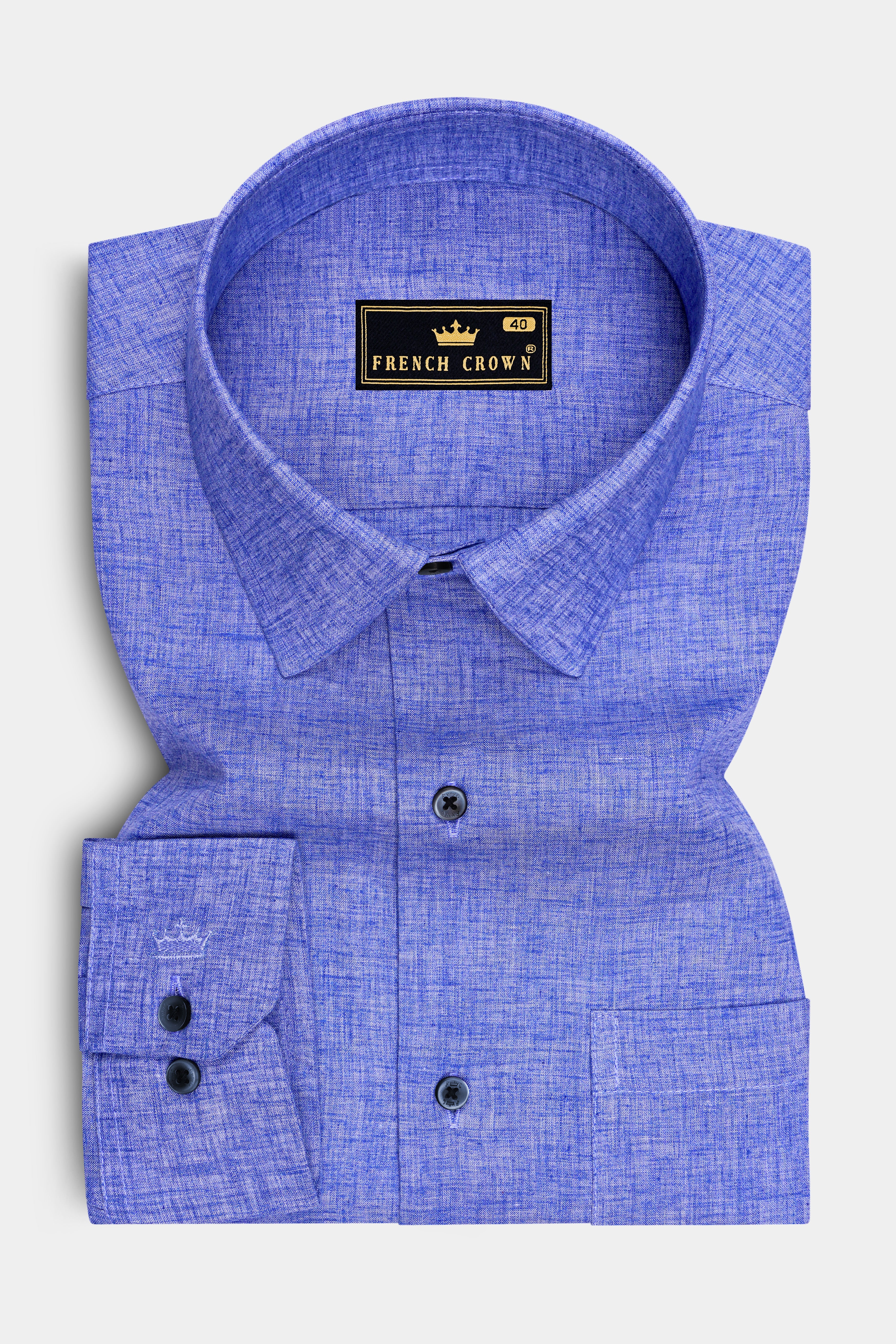 Drift-Lotus Blue Textured Chambray Premium Cotton Casual Shirt