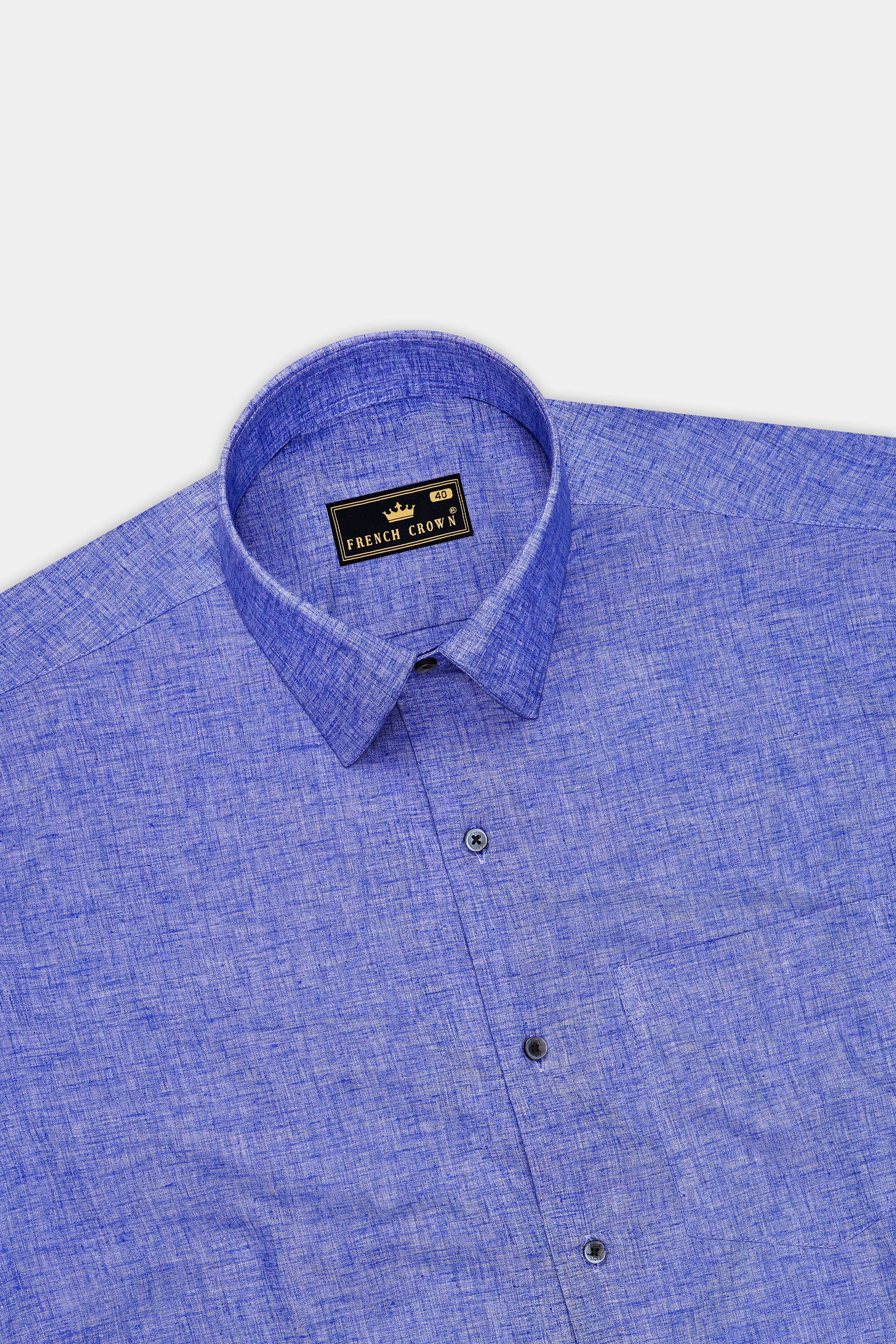 Drift-Lotus Blue Textured Chambray Premium Cotton Casual Shirt