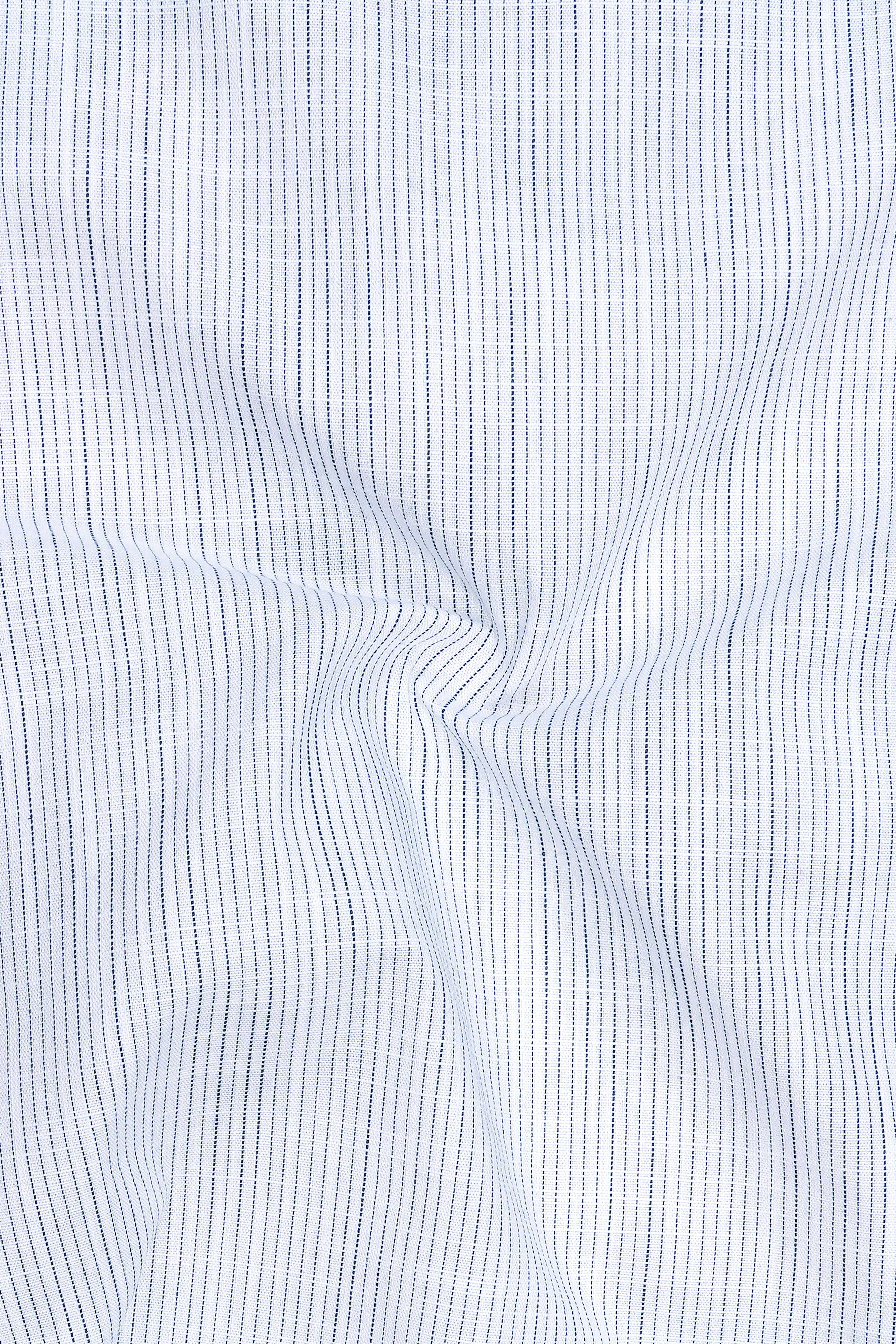 Caligo-Bright White Striped Luxurious Linen Dress Shirt