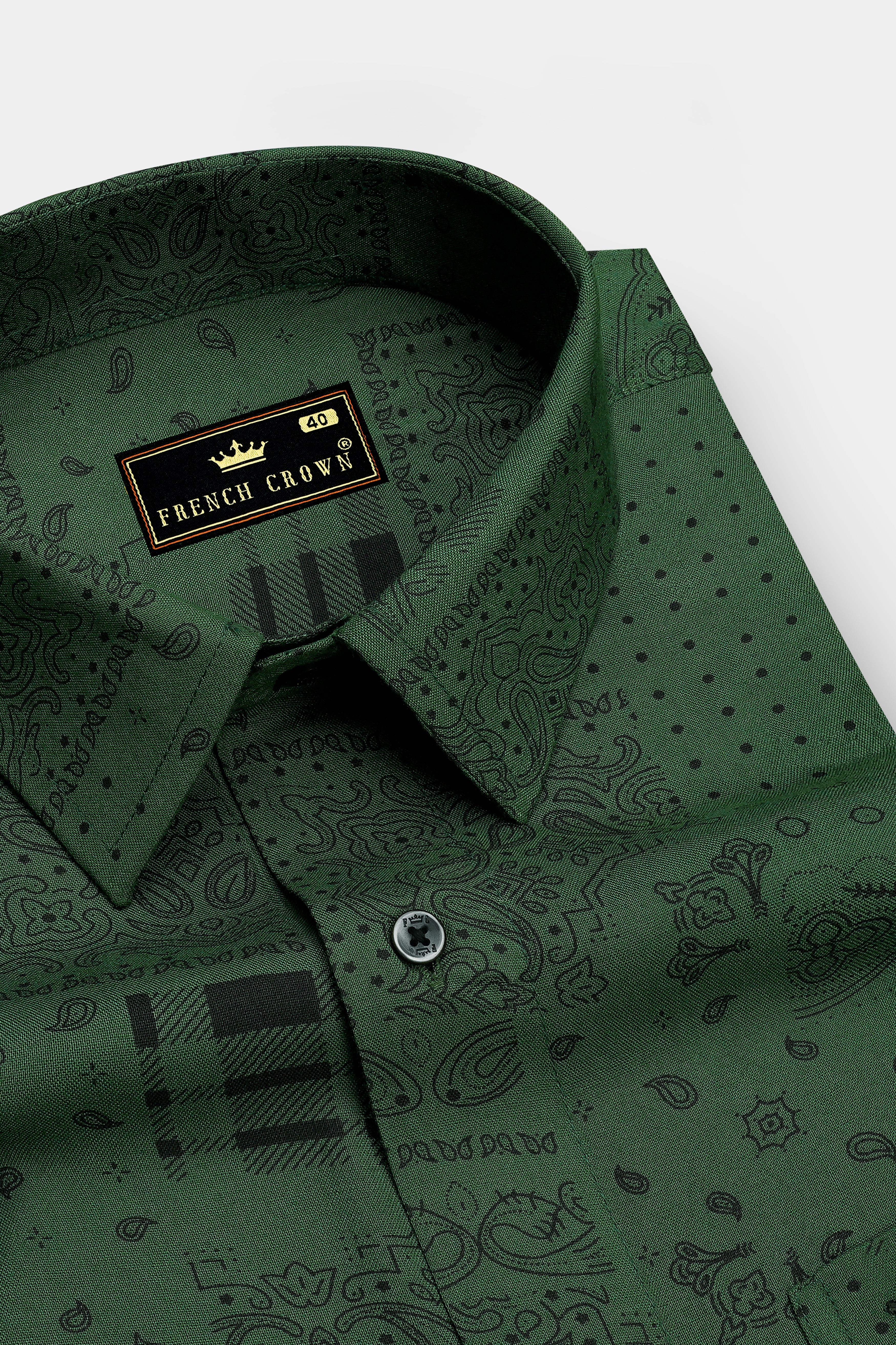 Sylvan-Everglade Green Paisley Printed Super Soft Tencel Casual Shirt