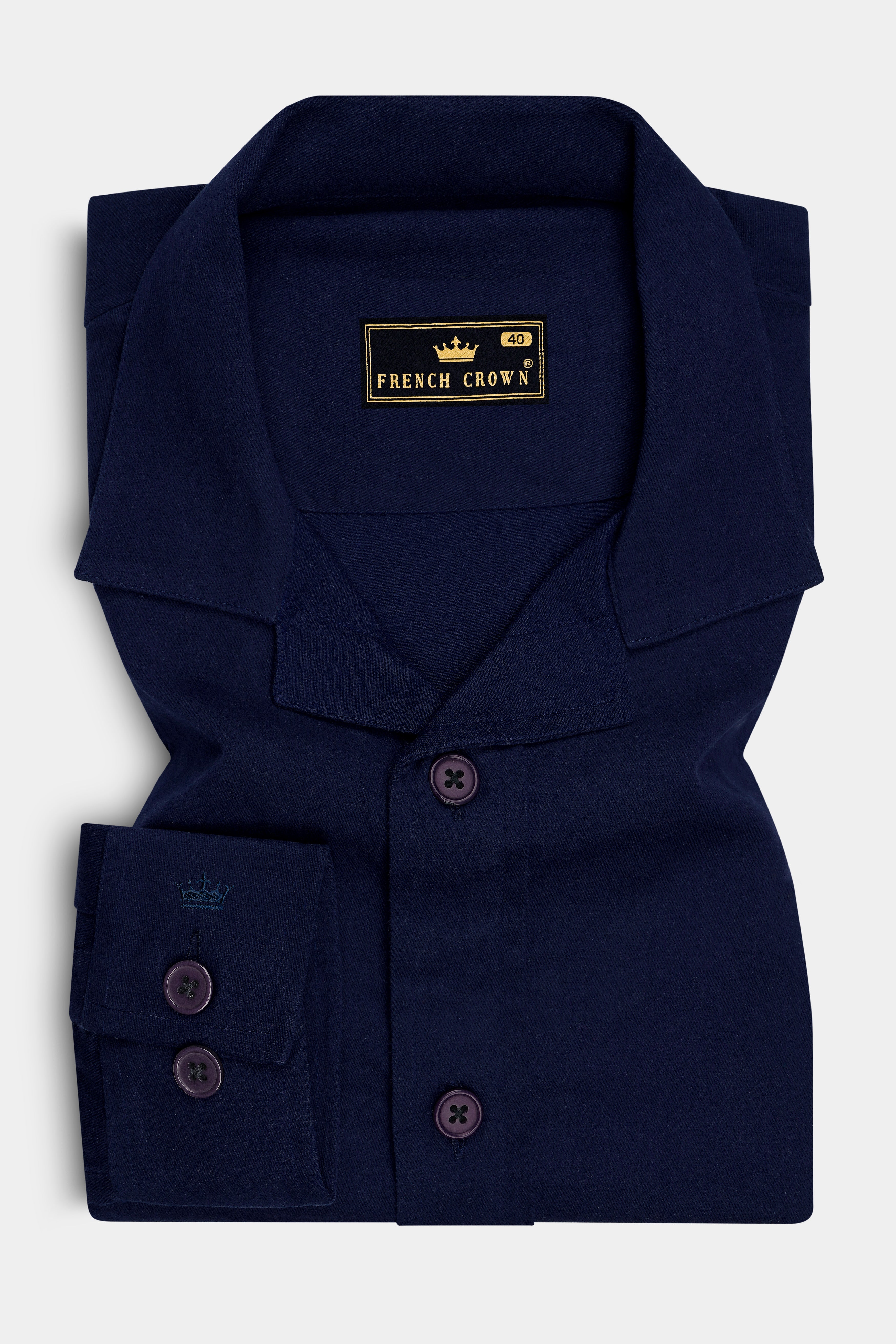 Oakmont-Ebony Blue heavy weight Flannel Premium Cotton Designer Casual Shirt