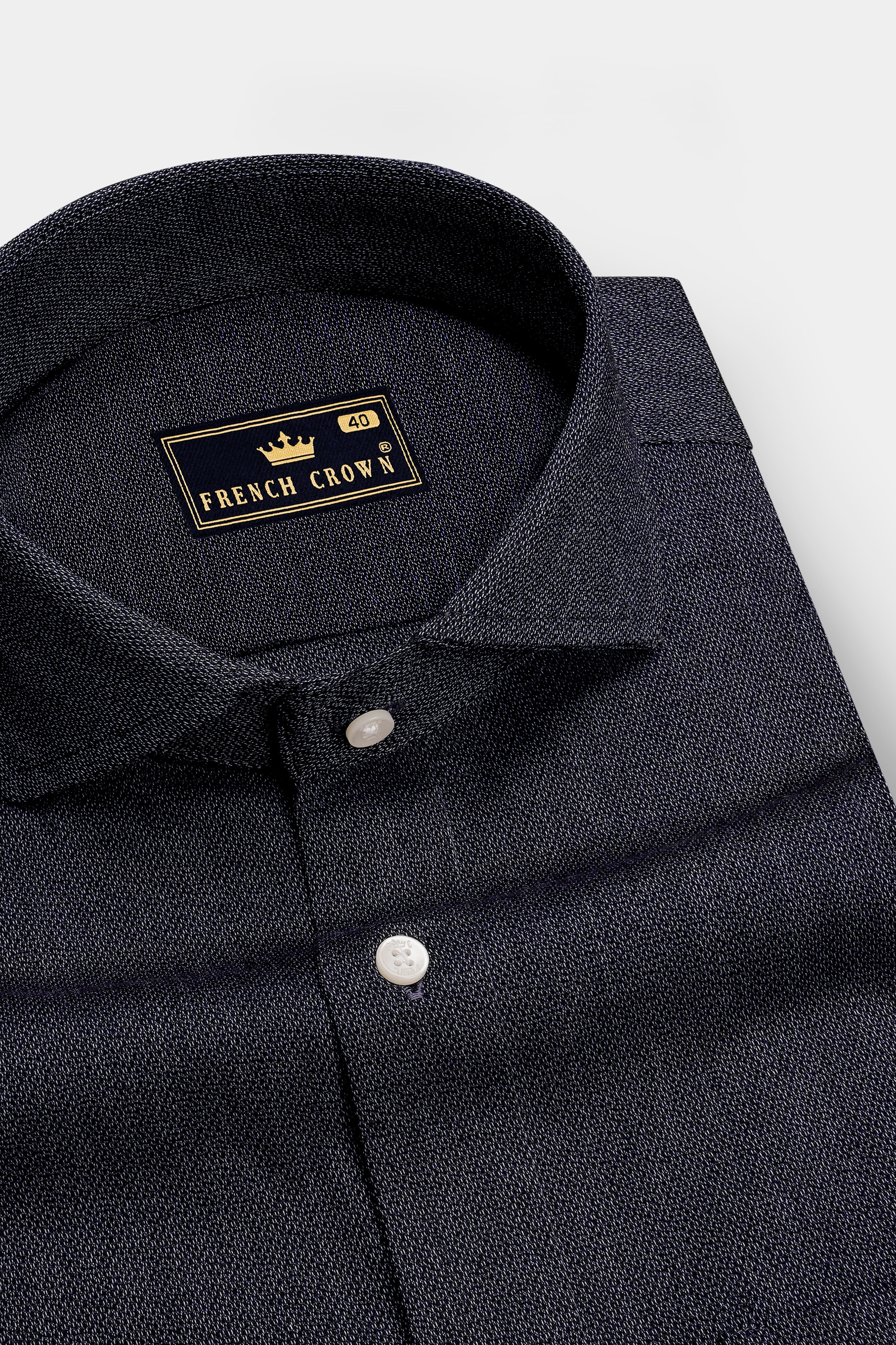 Gravix-Shark Gray Dobby Textured Premium Giza Cotton Dress Shirt