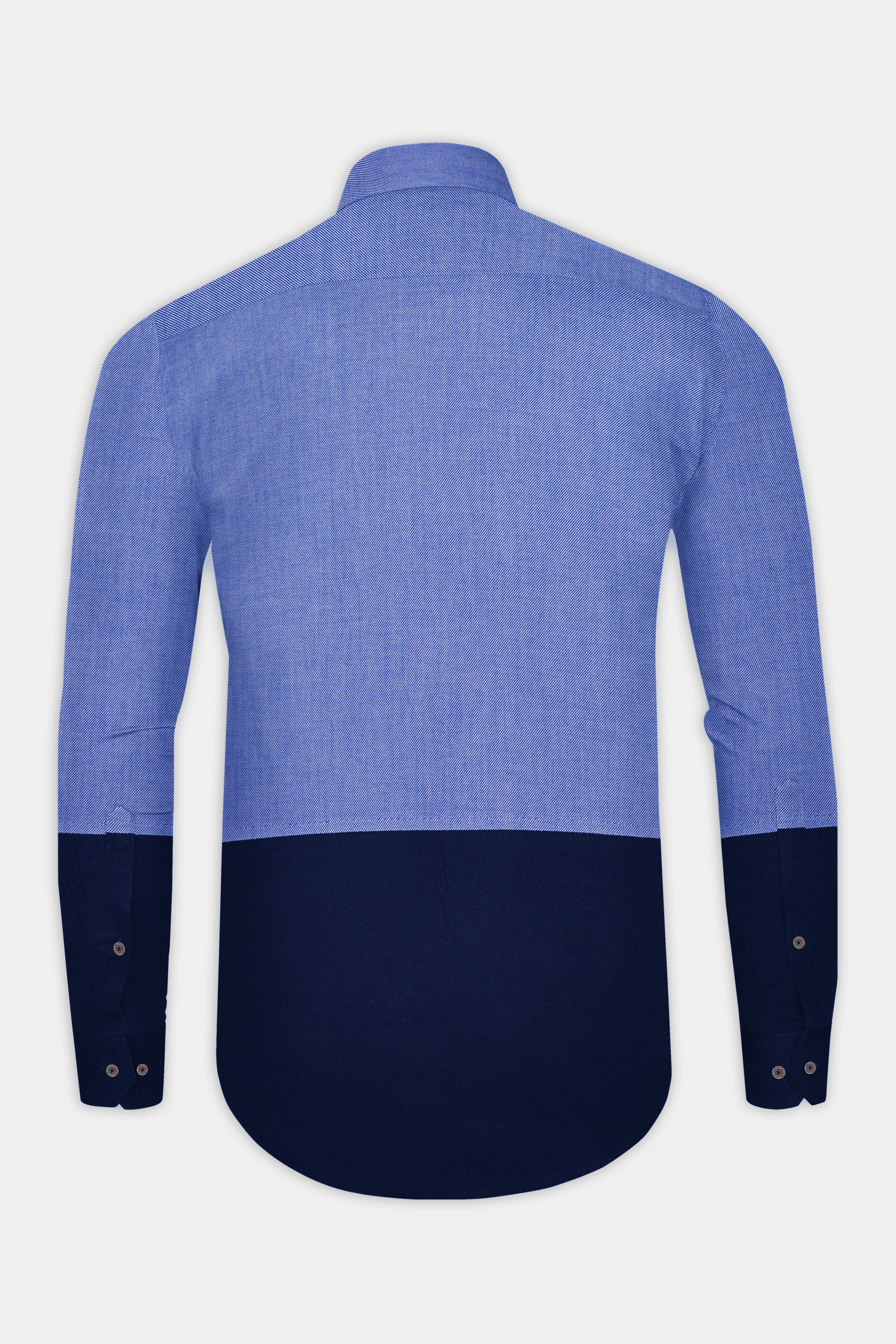 Noctis-Glaucous Blue And Midnight Navy Textured Oxford Premium Cotton Designer Casual Shirt