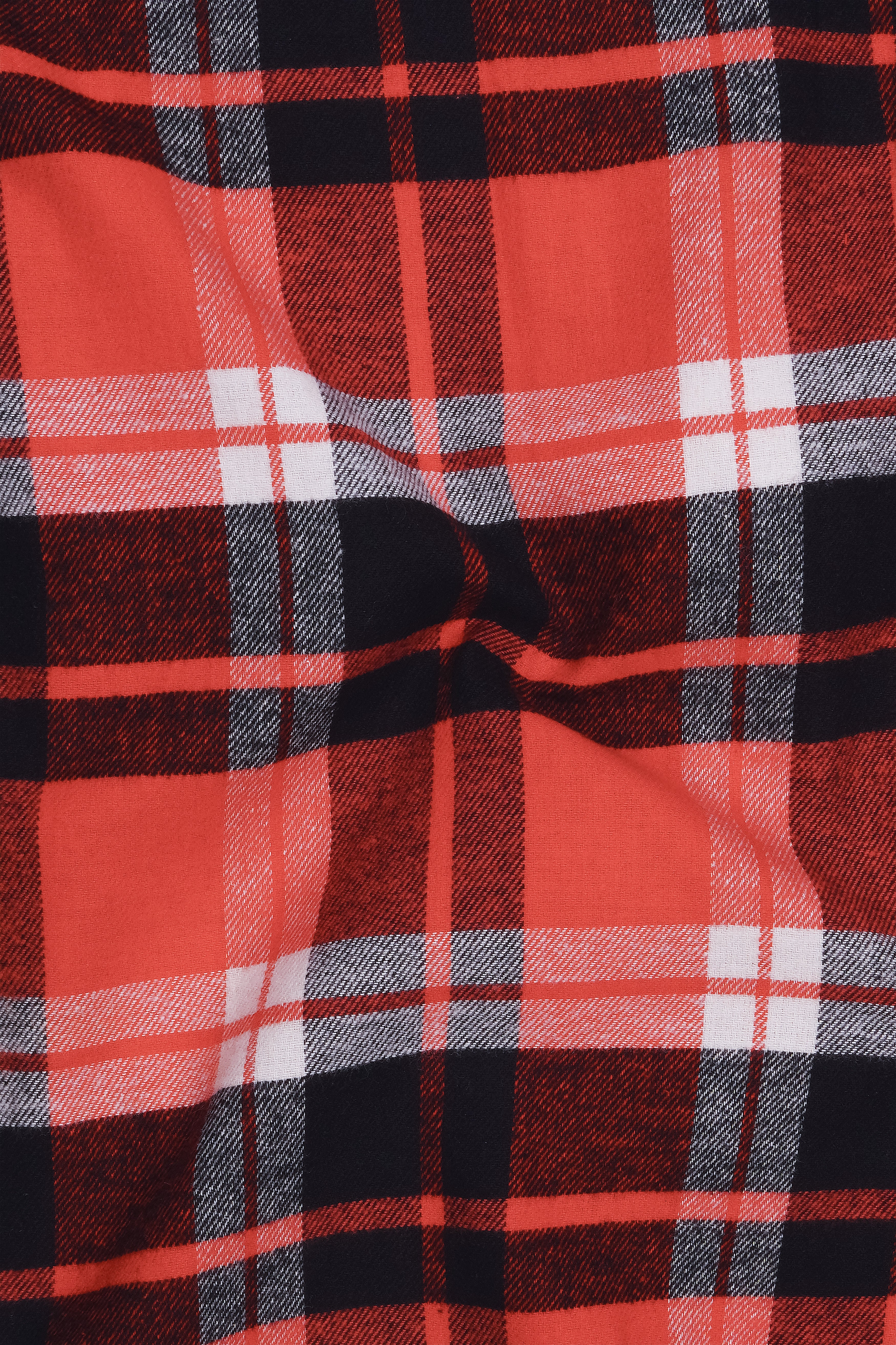 Harrow-Cinnabar Orange And Jade Black Plaid Flannel Premium Cotton Designer Casual Shirt