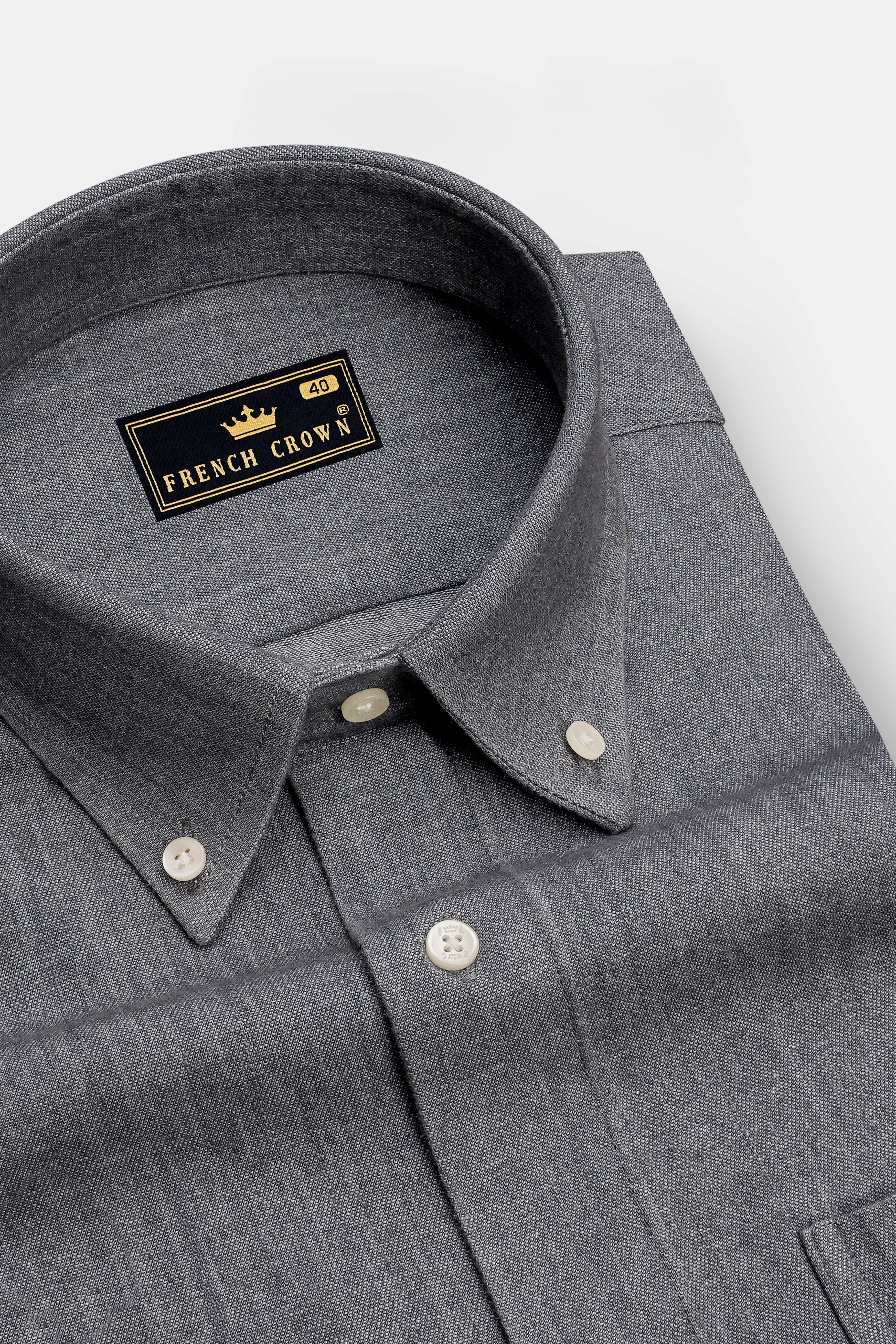 Summit-Filnt Gray Textured Oxford Premium Cotton Semi Formal Shirt