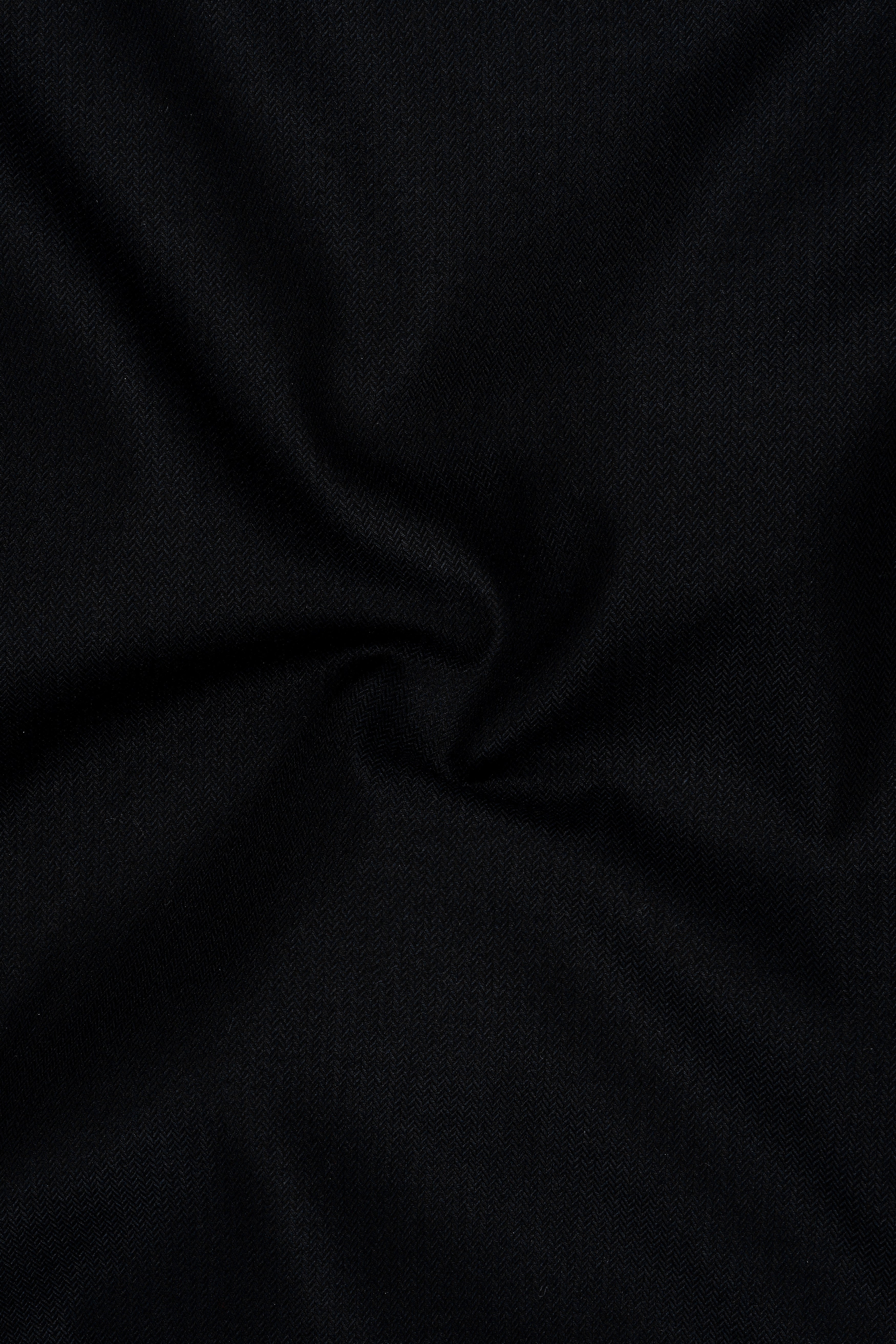 Vertex-Cinder Black Textured Herringbone Premium Cotton Casual Shirt