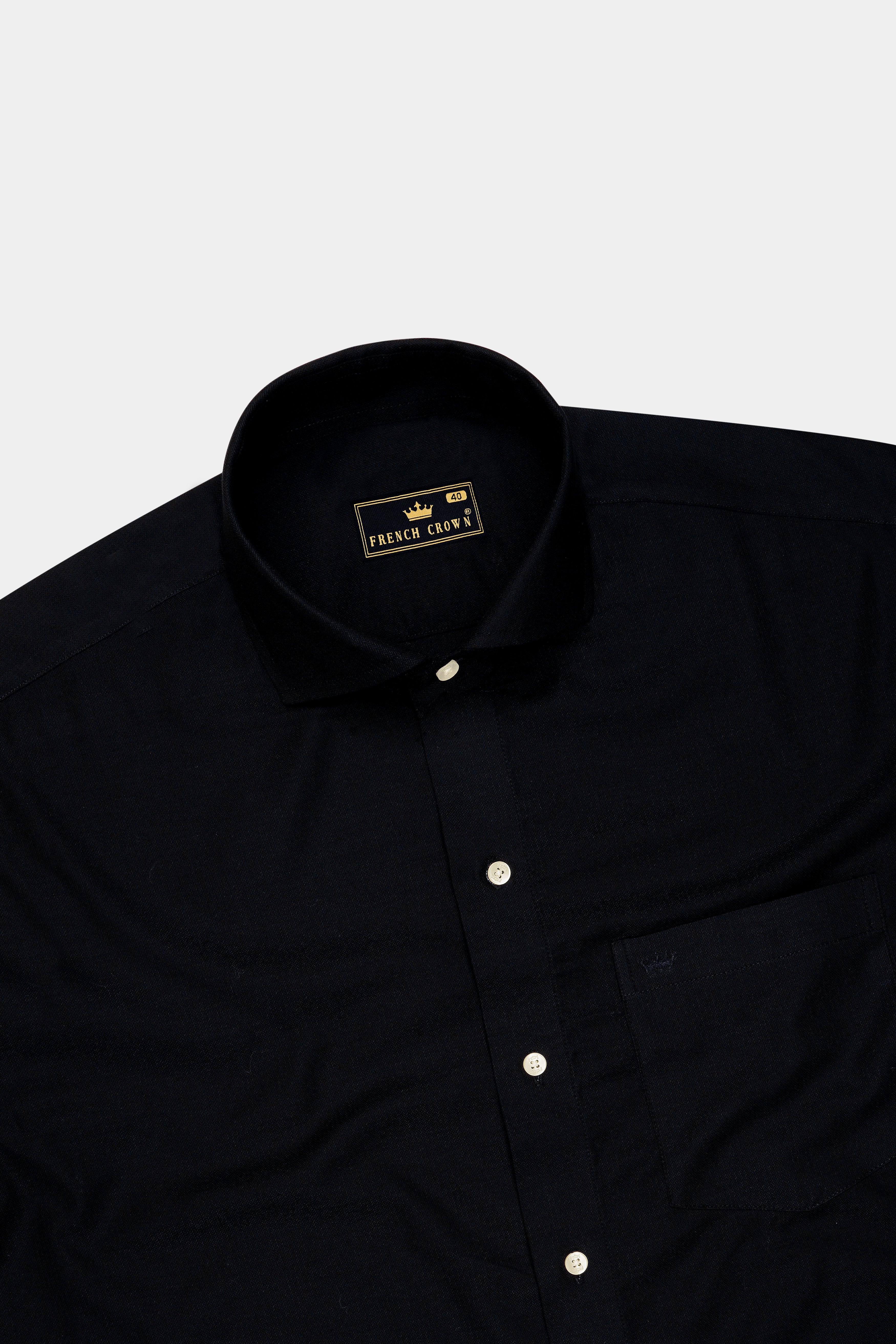 Vertex-Cinder Black Textured Herringbone Premium Cotton Casual Shirt