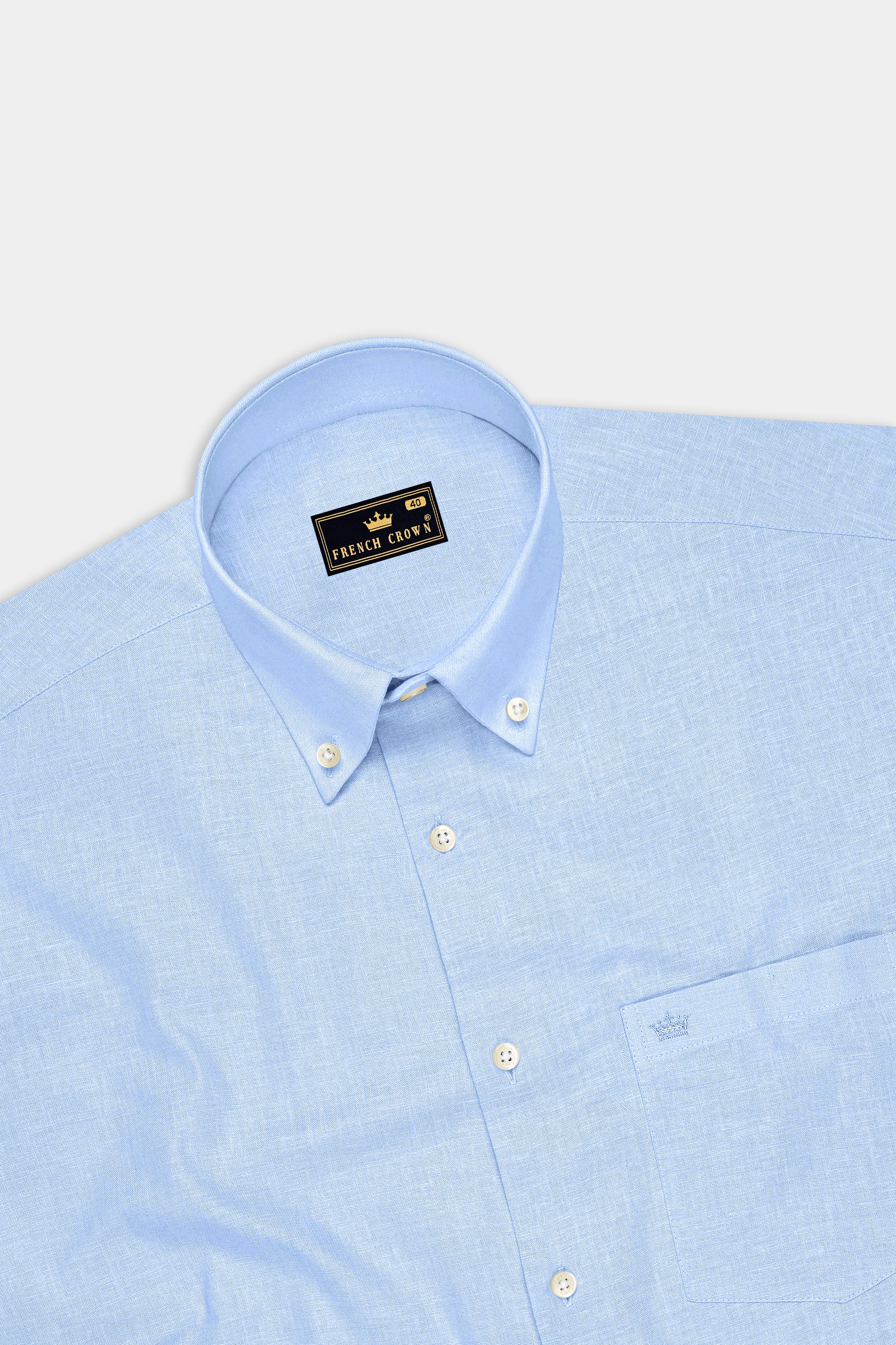 Azure-Tropical Sky Blue Luxurious Linen Button Down Dress Shirt