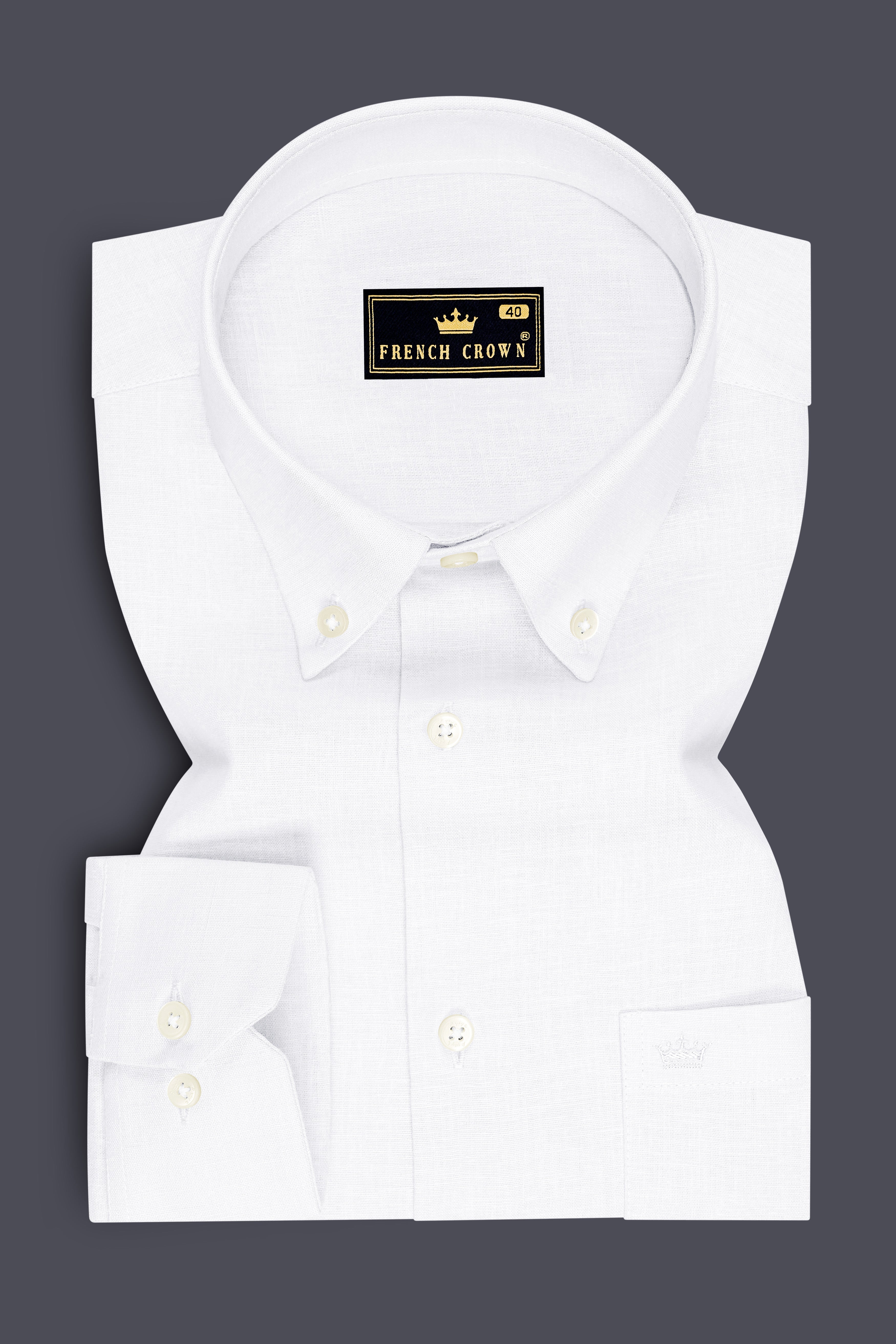 Luceo-Bright White Luxurious Linen Button Down Dress Shirt