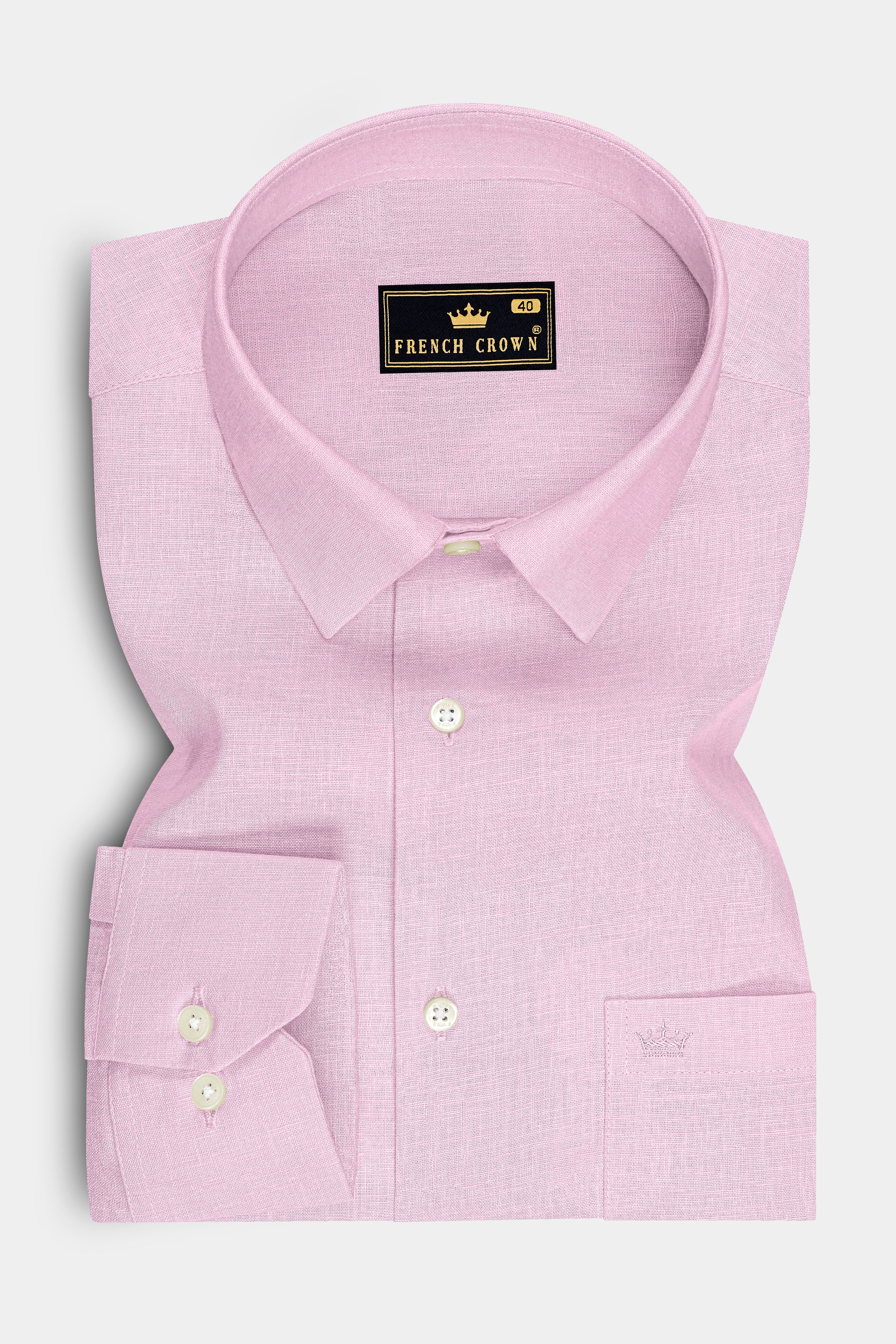 Maison-Classic Rose Pink Luxurious Linen Dress Shirt