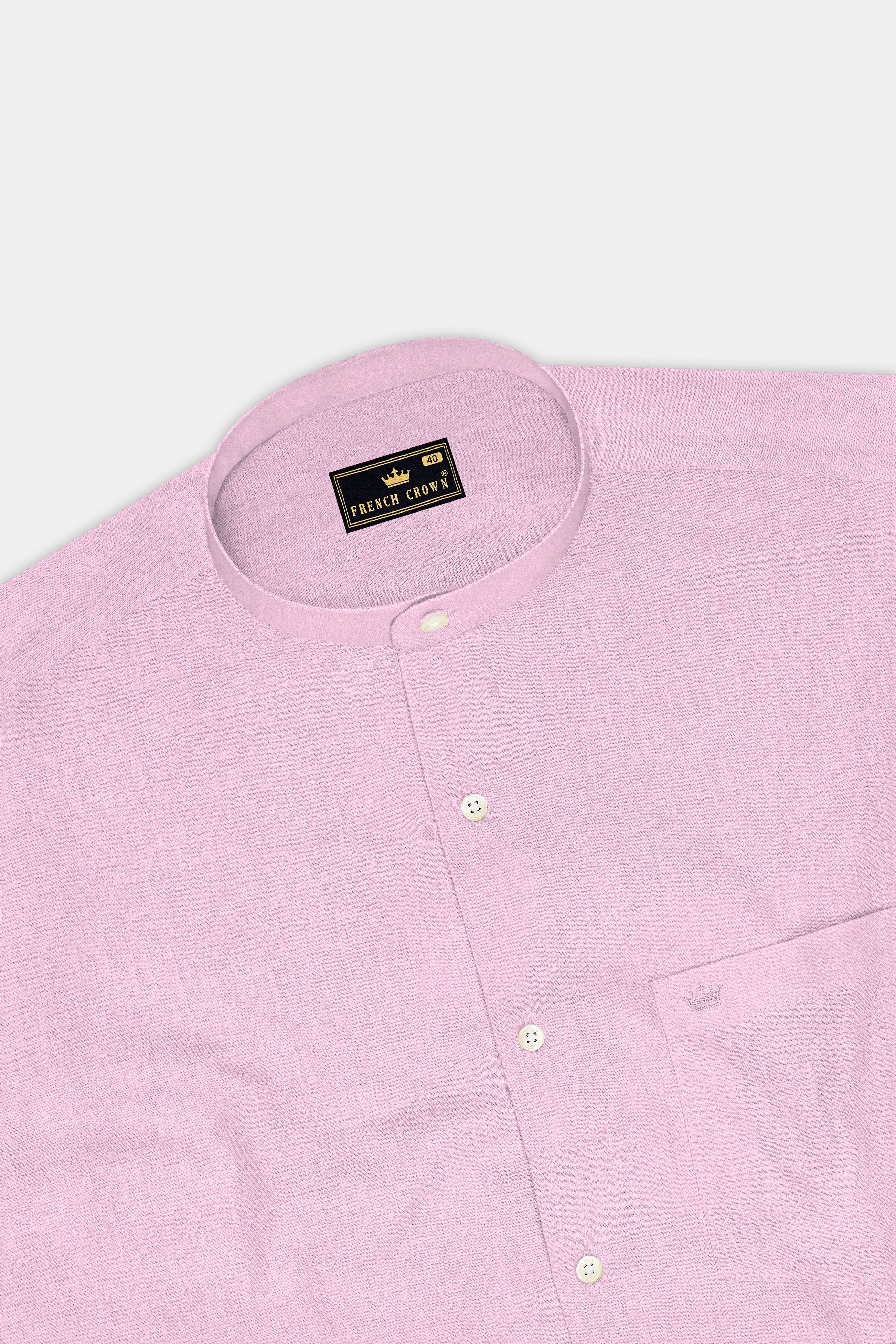 Maison-Classic Rose Pink Luxurious Linen Mandarin Dress Shirt
