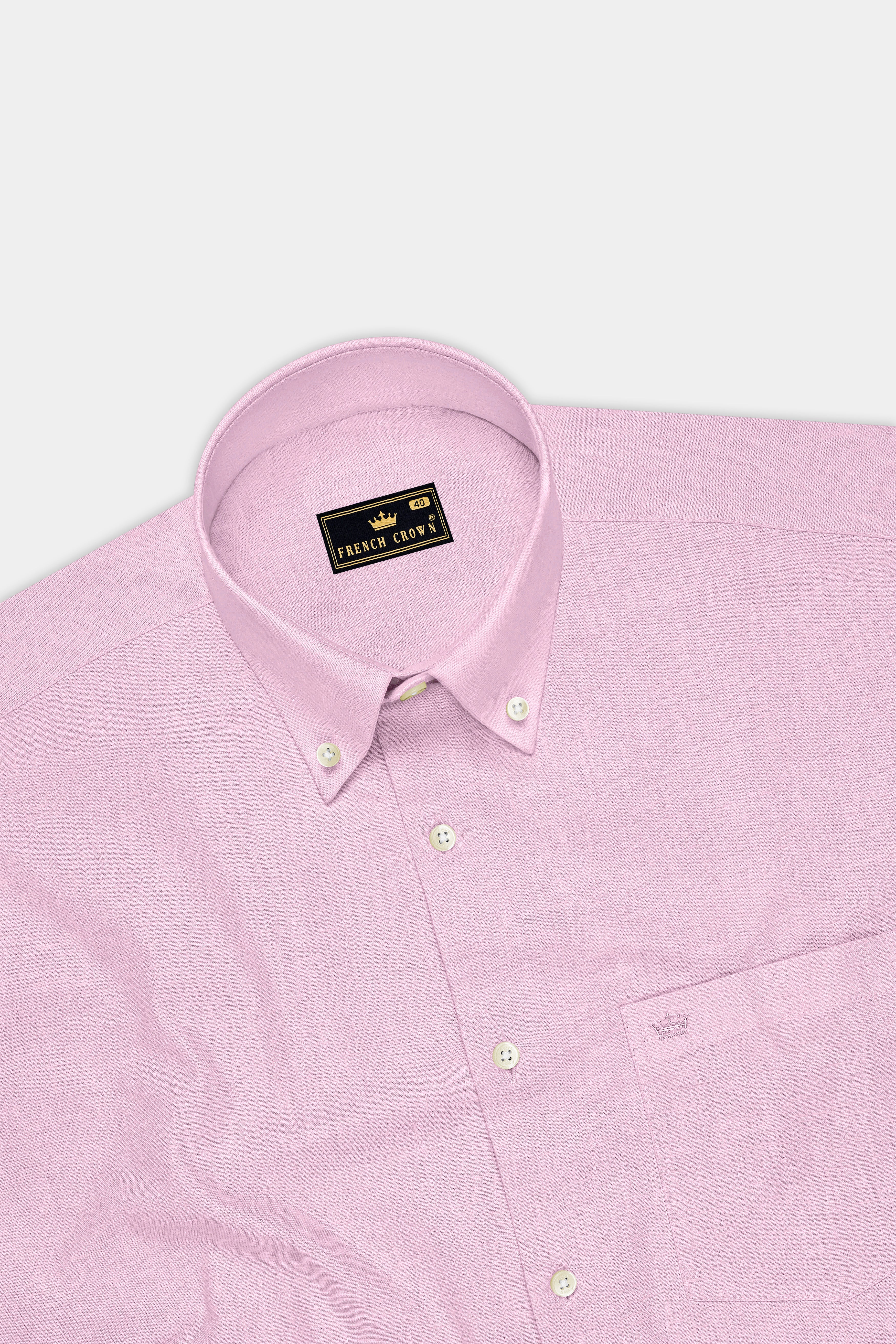 Maison-Classic Rose Pink Luxurious Linen Button Down Dress Shirt