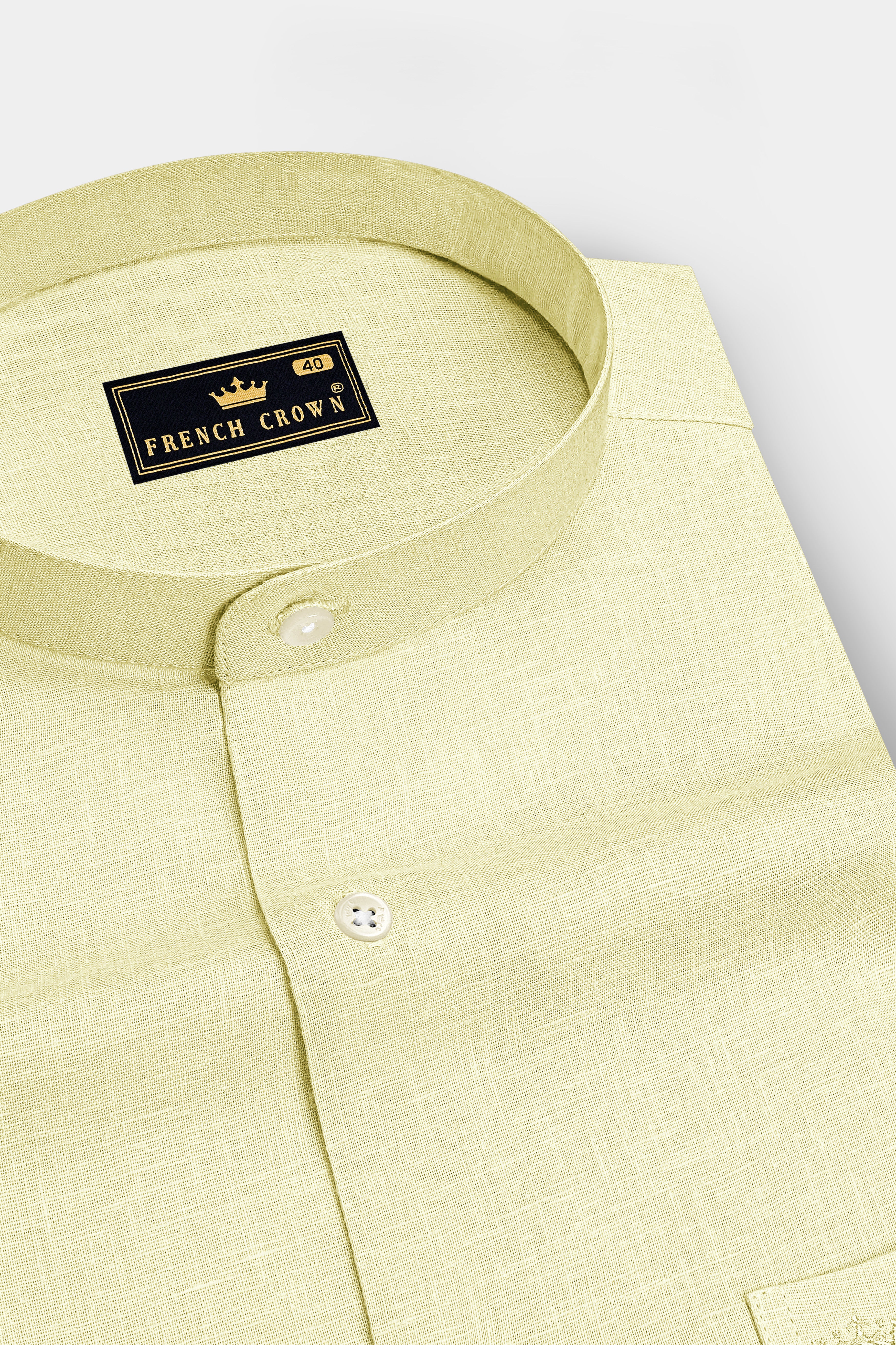 Flavian-Spring Yellow Luxurious Linen Mandarin Dress Shirt