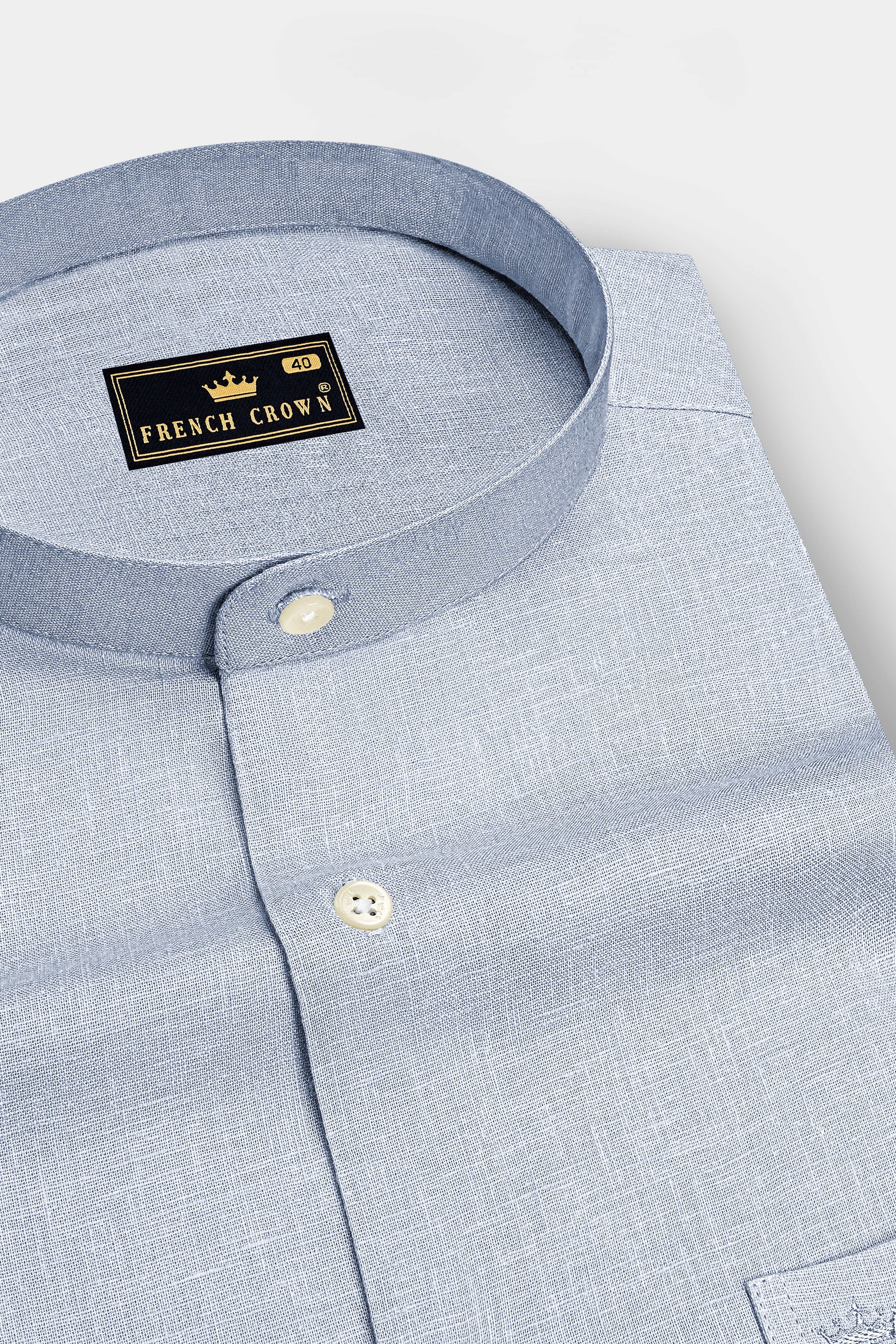 Nimbus-Casper Gray Luxurious Linen Mandarin Dress Shirt