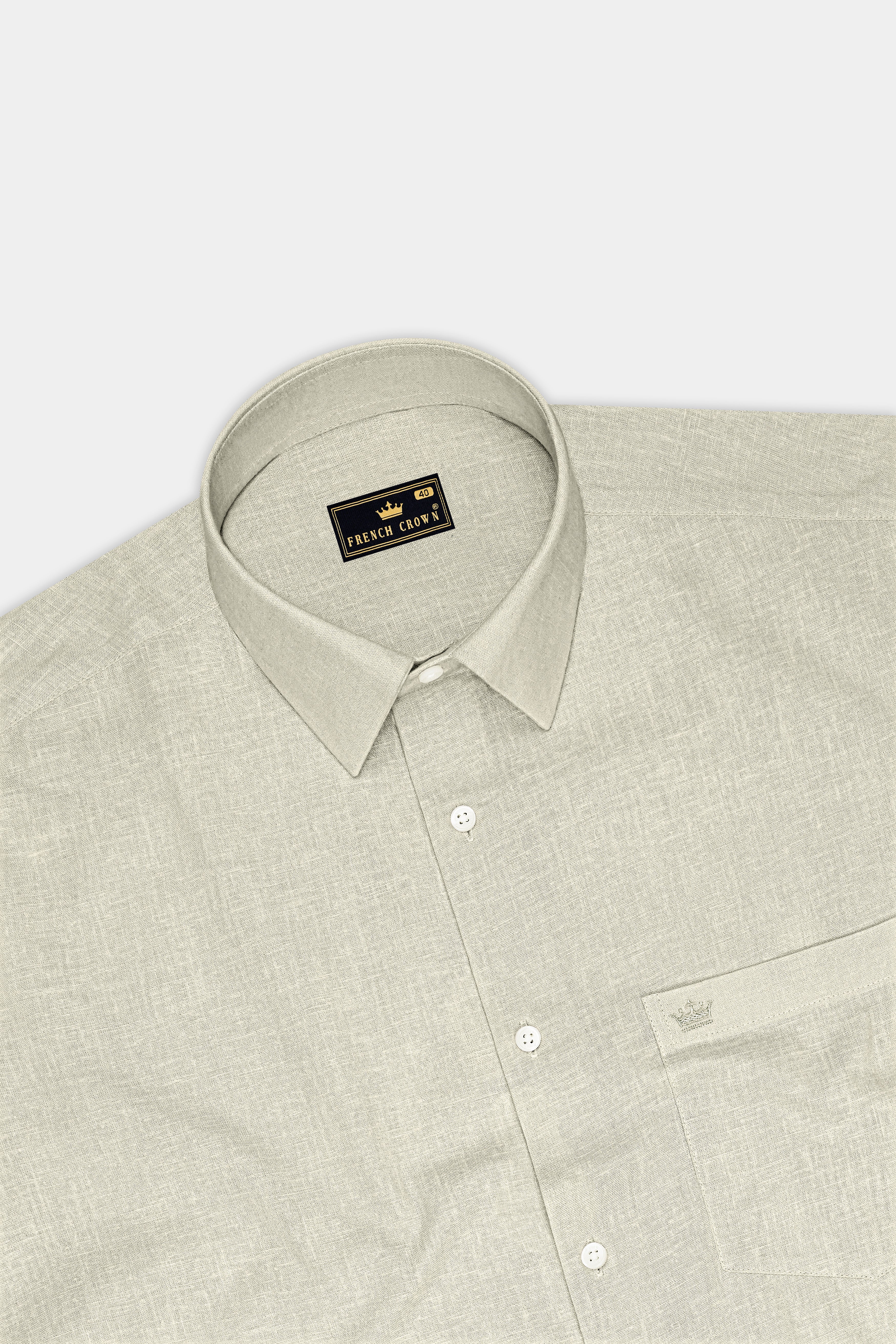 Olivon-Coriander Cream Luxurious Linen Dress Shirt