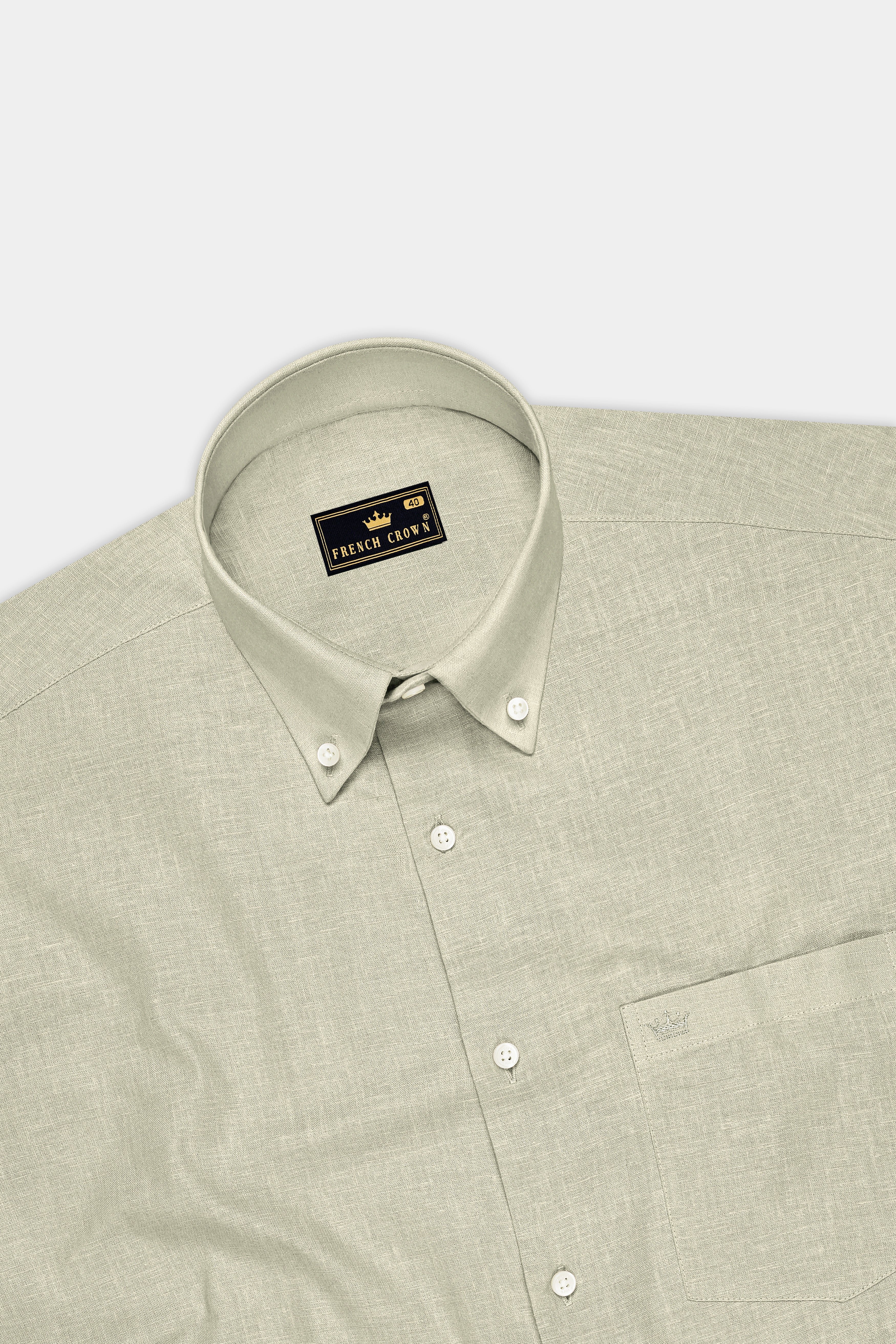Olivon-Coriander Cream Luxurious Linen Button Down Dress Shirt