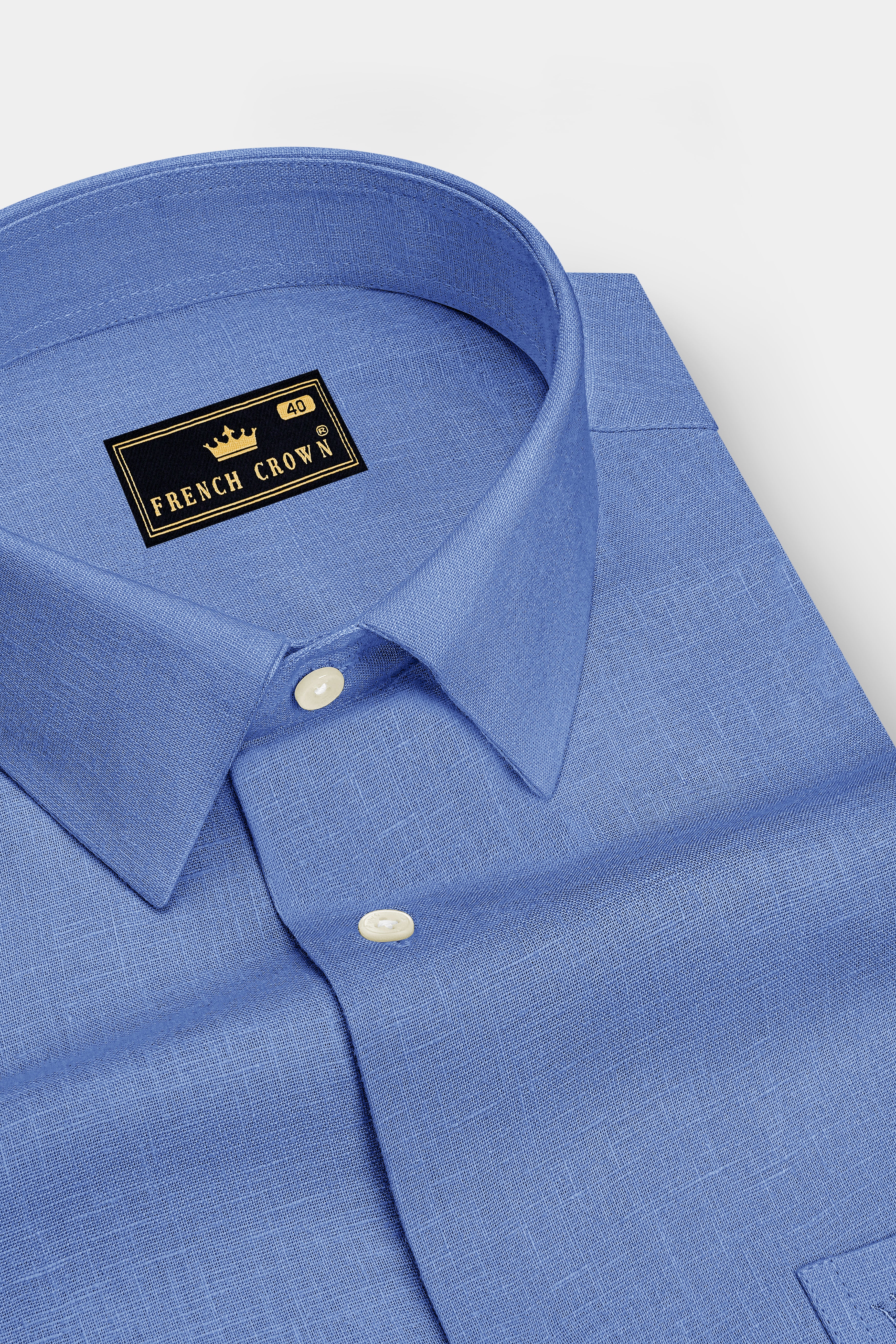Lagoon-Glaucous Blue Luxurious Linen Dress Shirt
