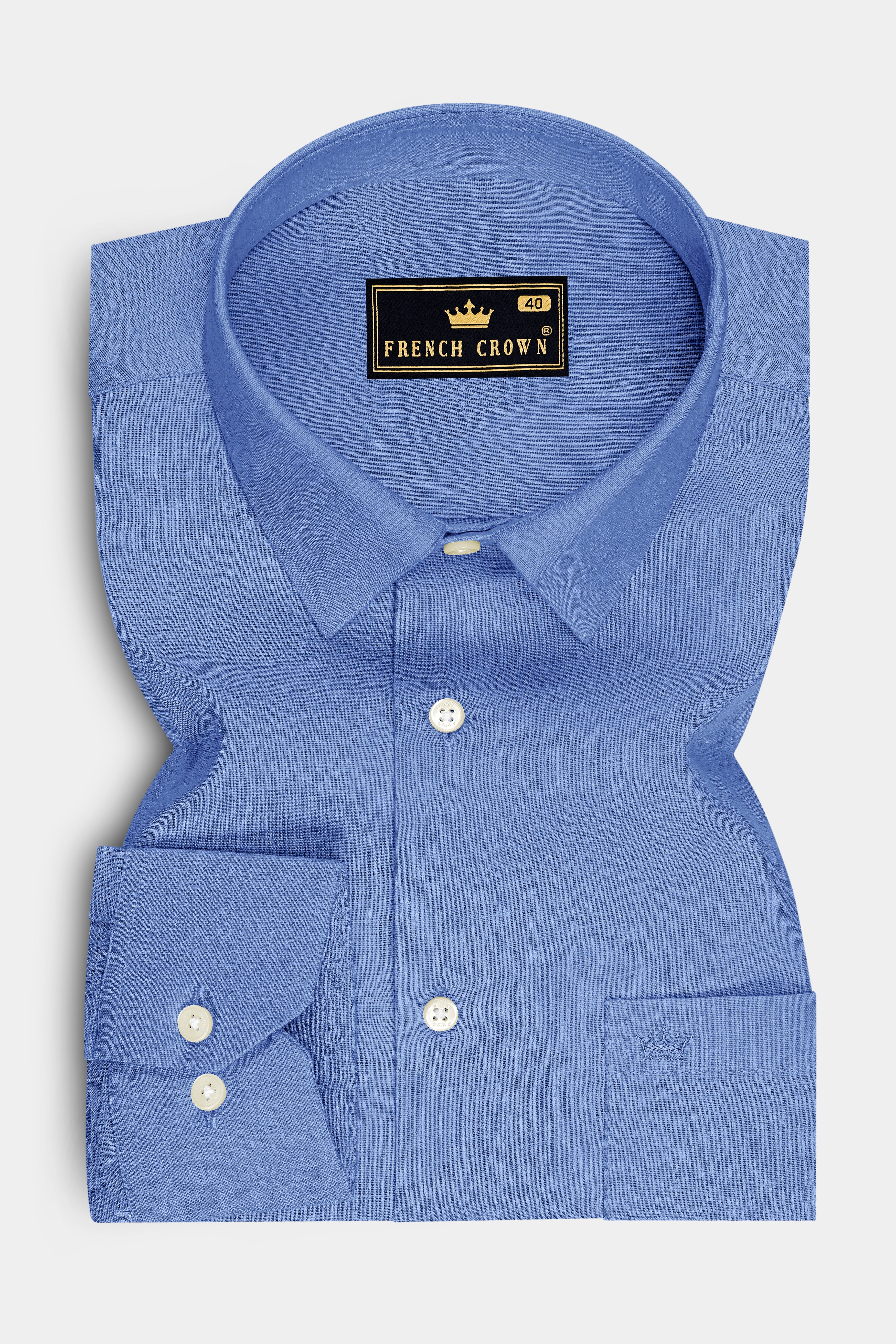 Lagoon-Glaucous Blue Luxurious Linen Dress Shirt