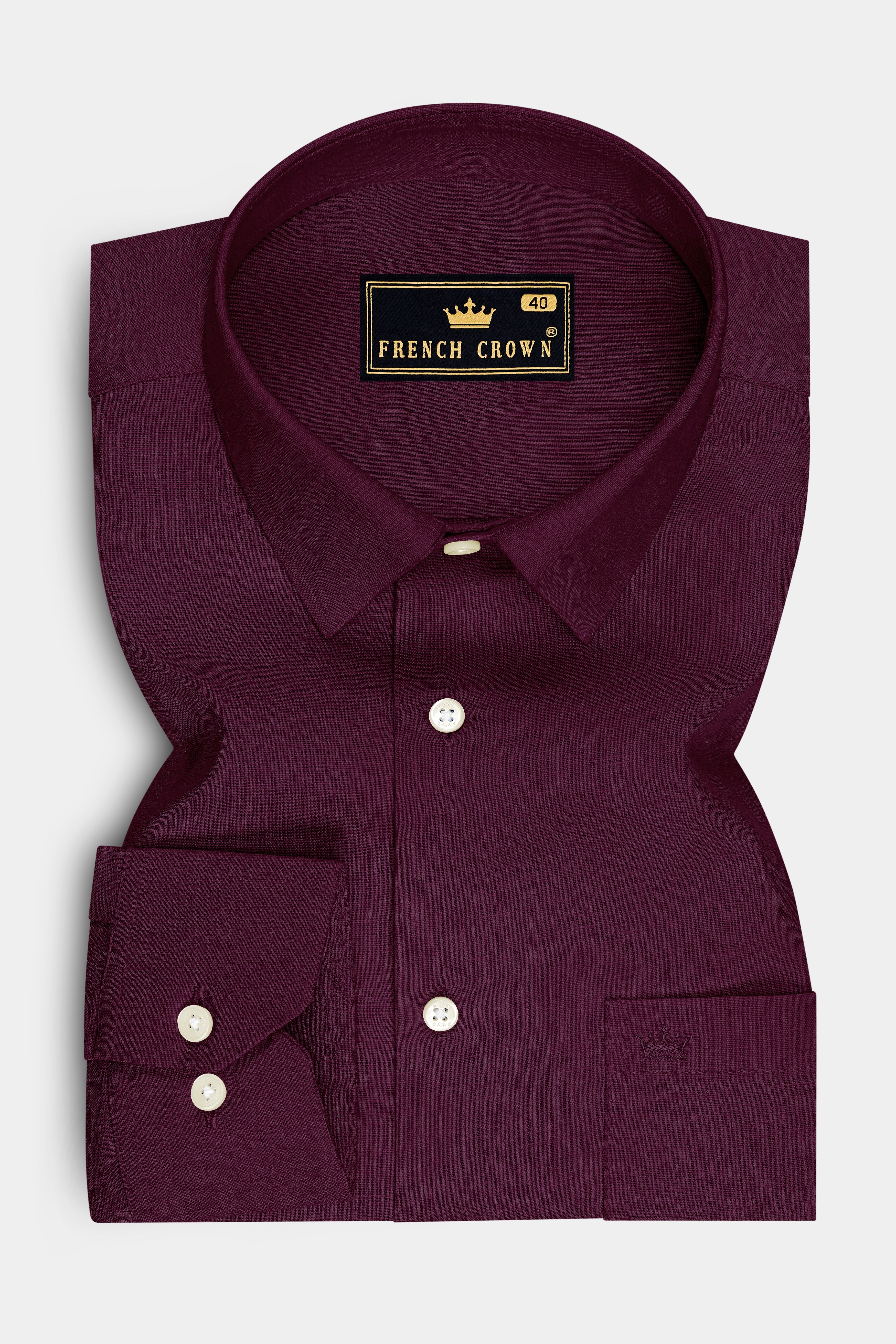 Heritage-English Walnut Maroon Luxurious Linen Dress Shirt