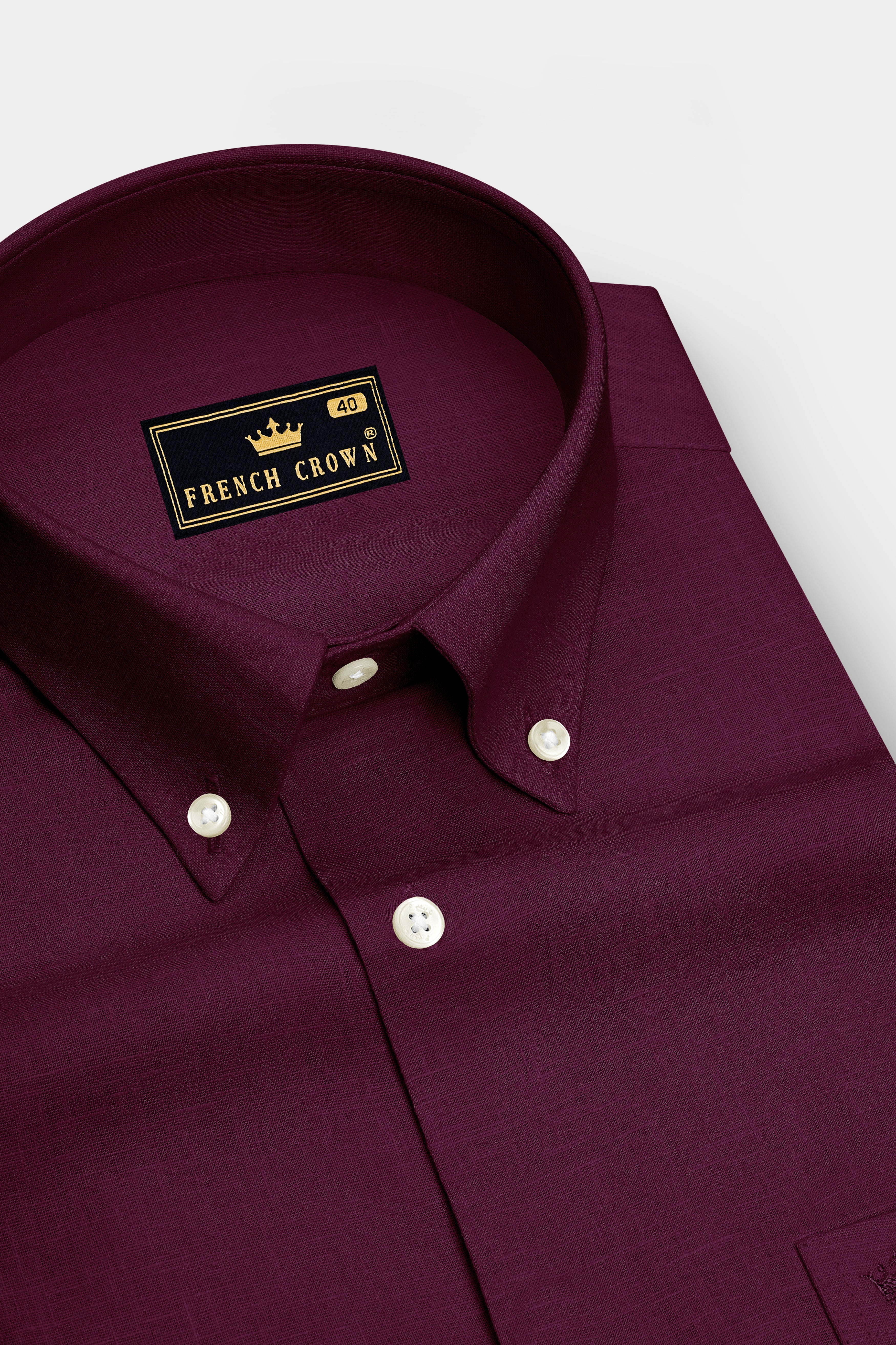 Heritage-English Walnut Maroon Luxurious Linen Button Down Dress Shirt