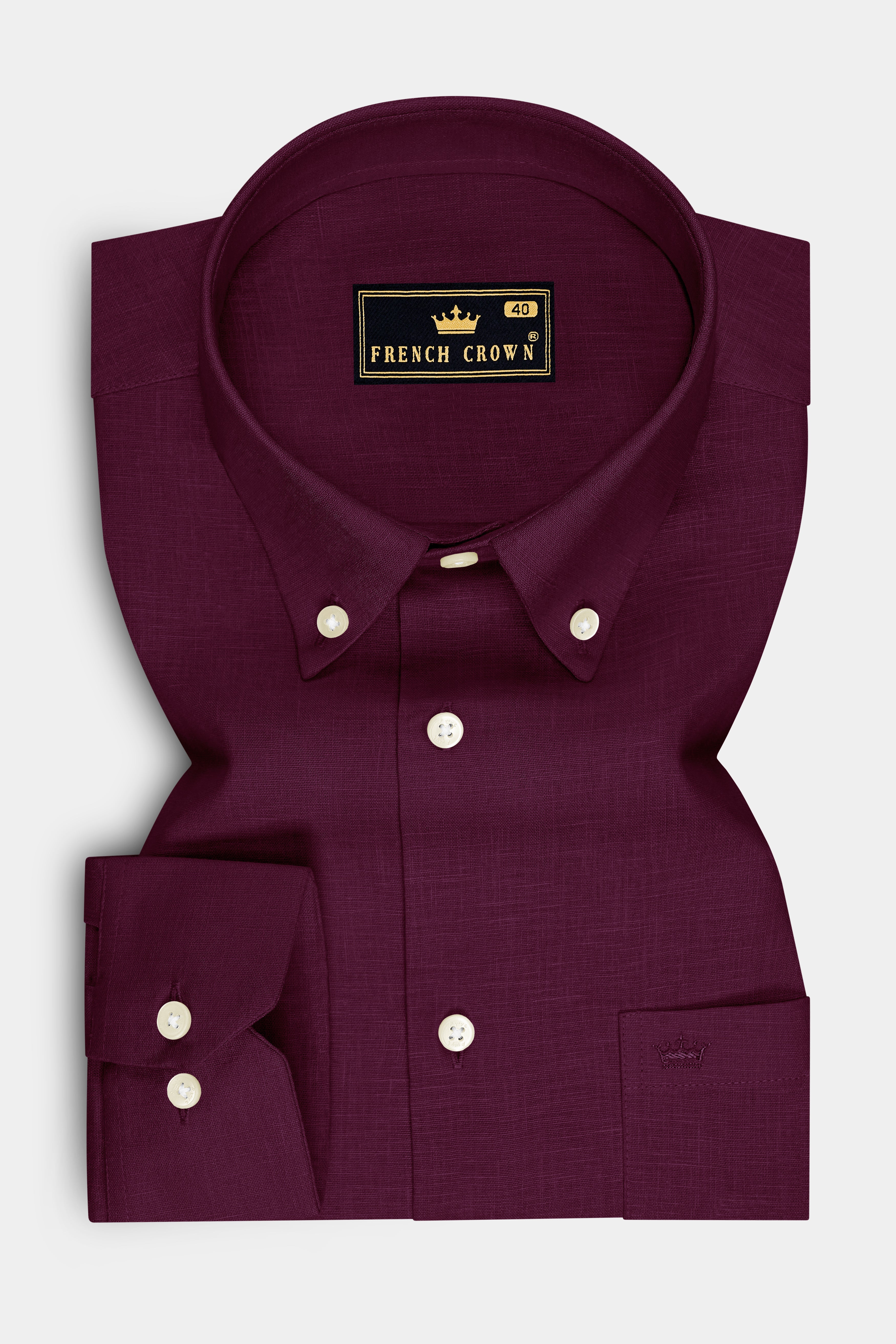 Heritage-English Walnut Maroon Luxurious Linen Button Down Dress Shirt