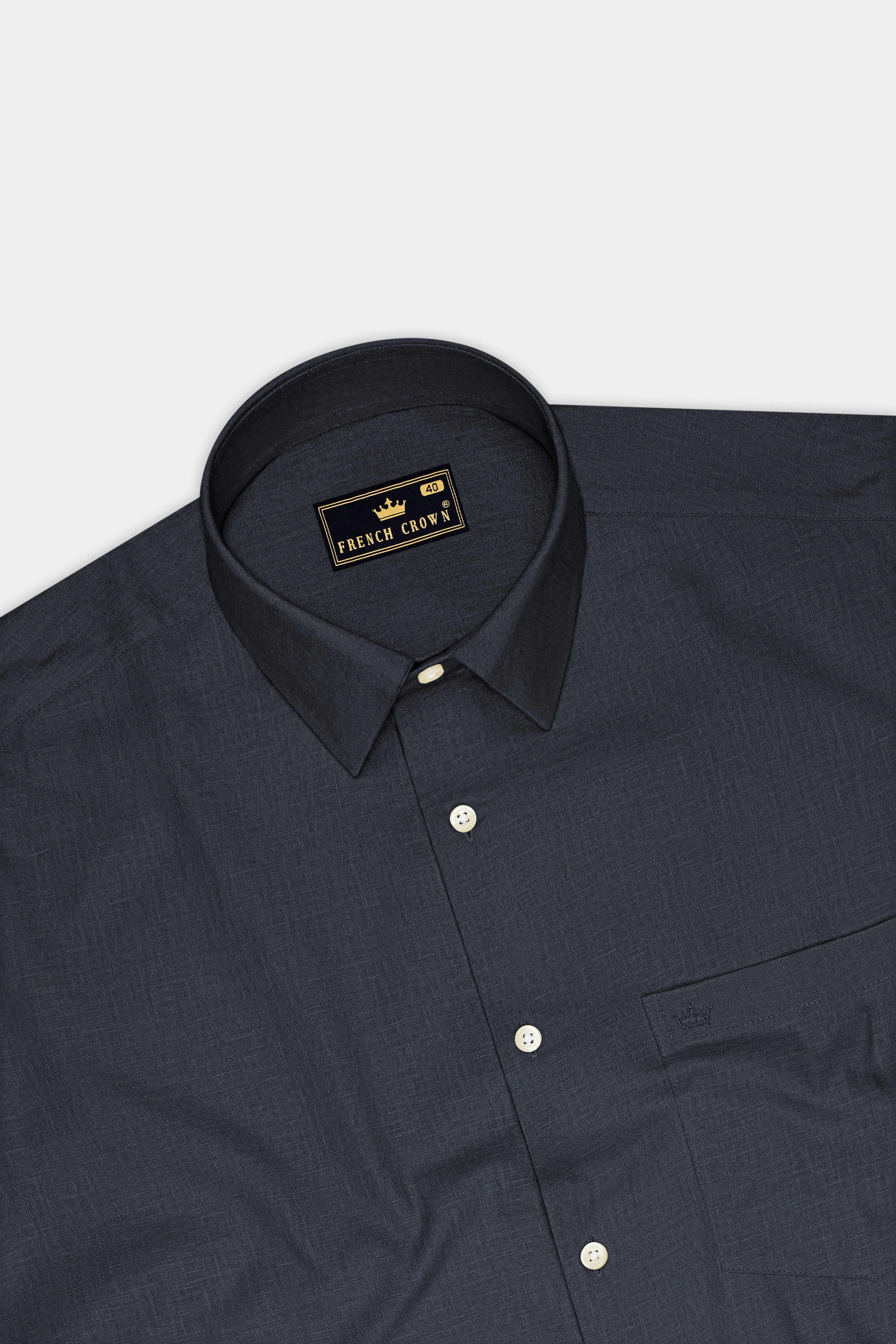 Obsidian-Charcoal Gray Luxurious Linen Dress Shirt