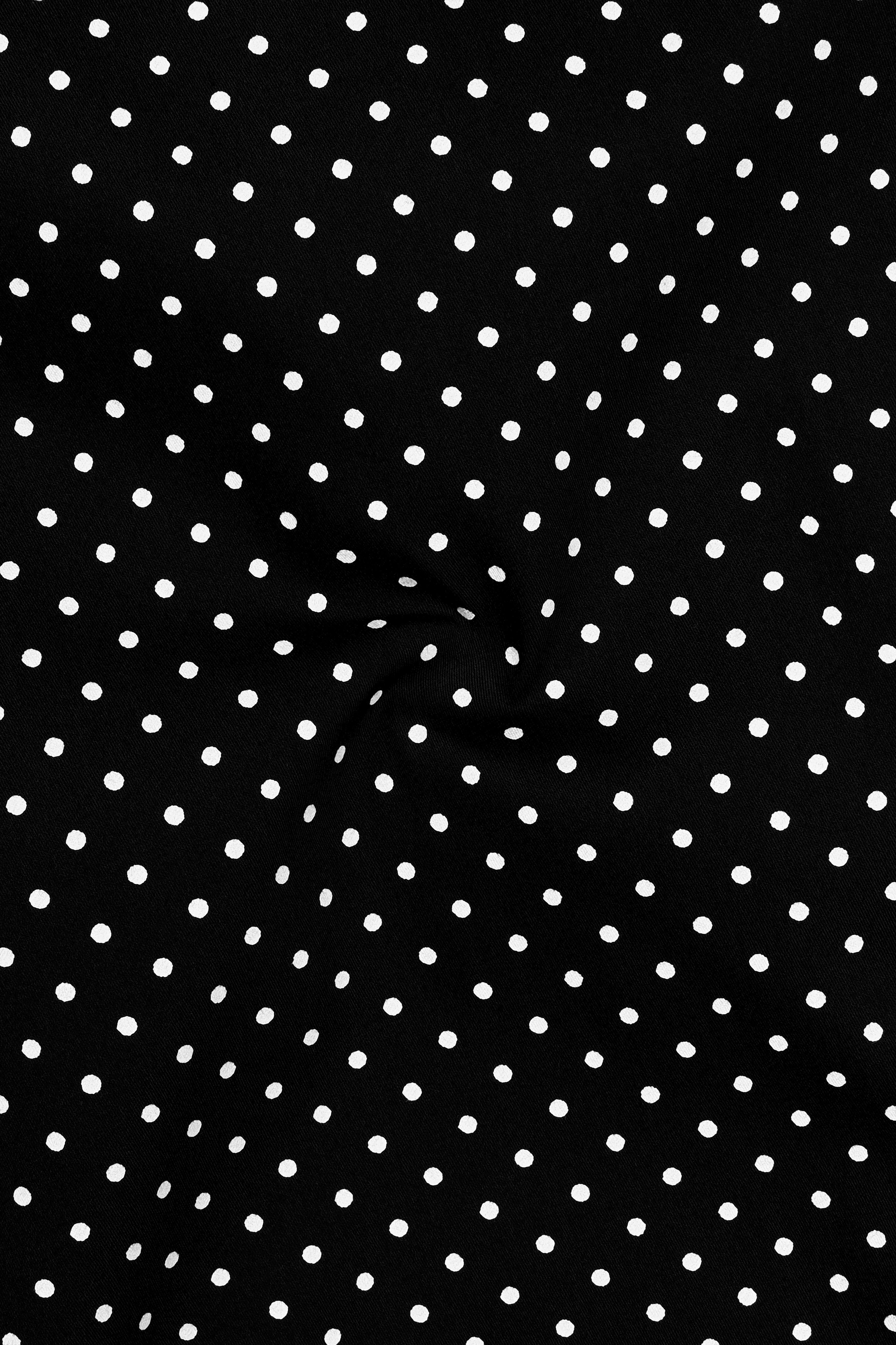 Noir-Jade Black Micro Polka Dots Printed Subtle Sheen Soft Premium Cotton Dress Shirt