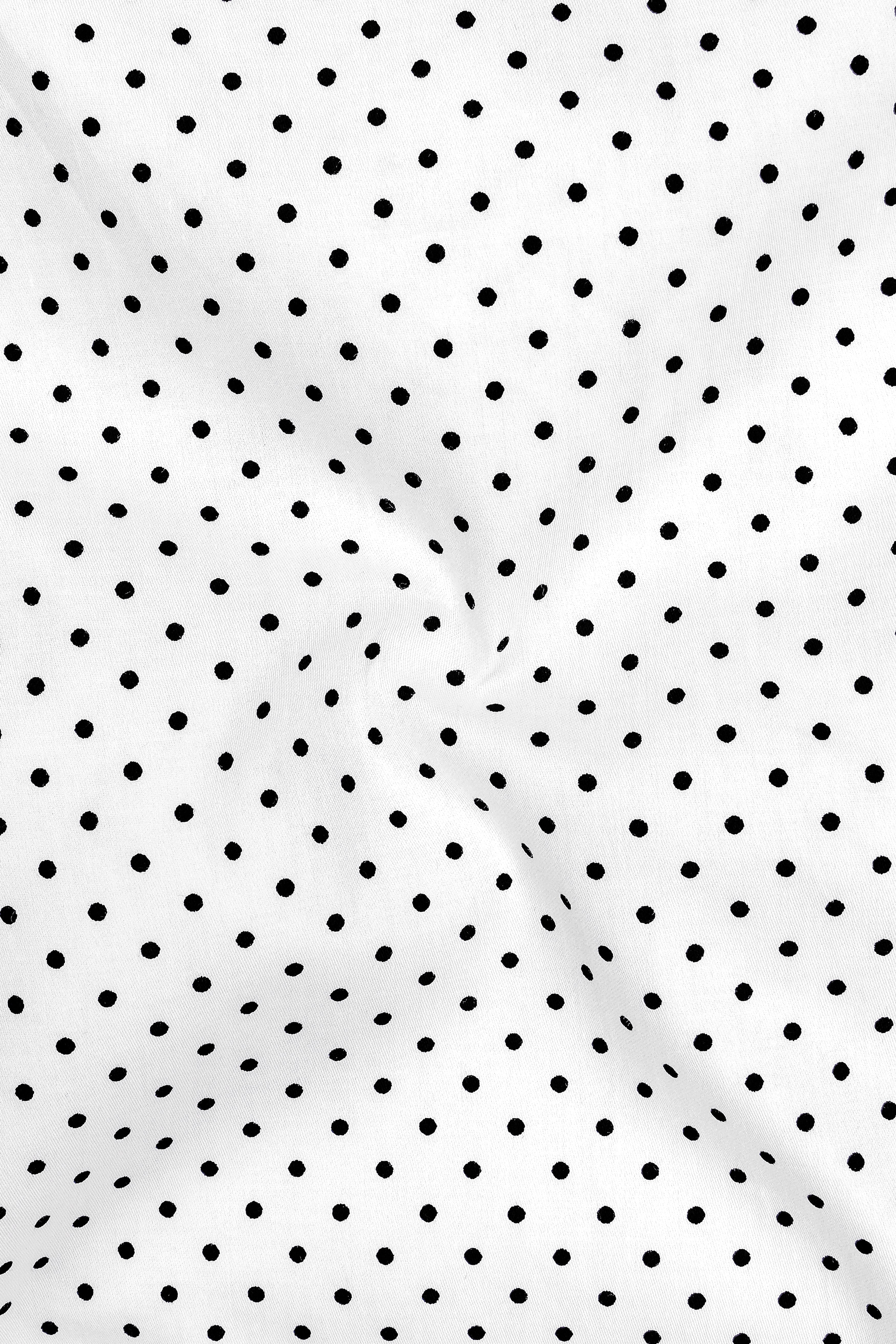 Oris-Bright White Micro Polka Dots Printed Subtle Sheen Soft Premium Cotton Dress Shirt