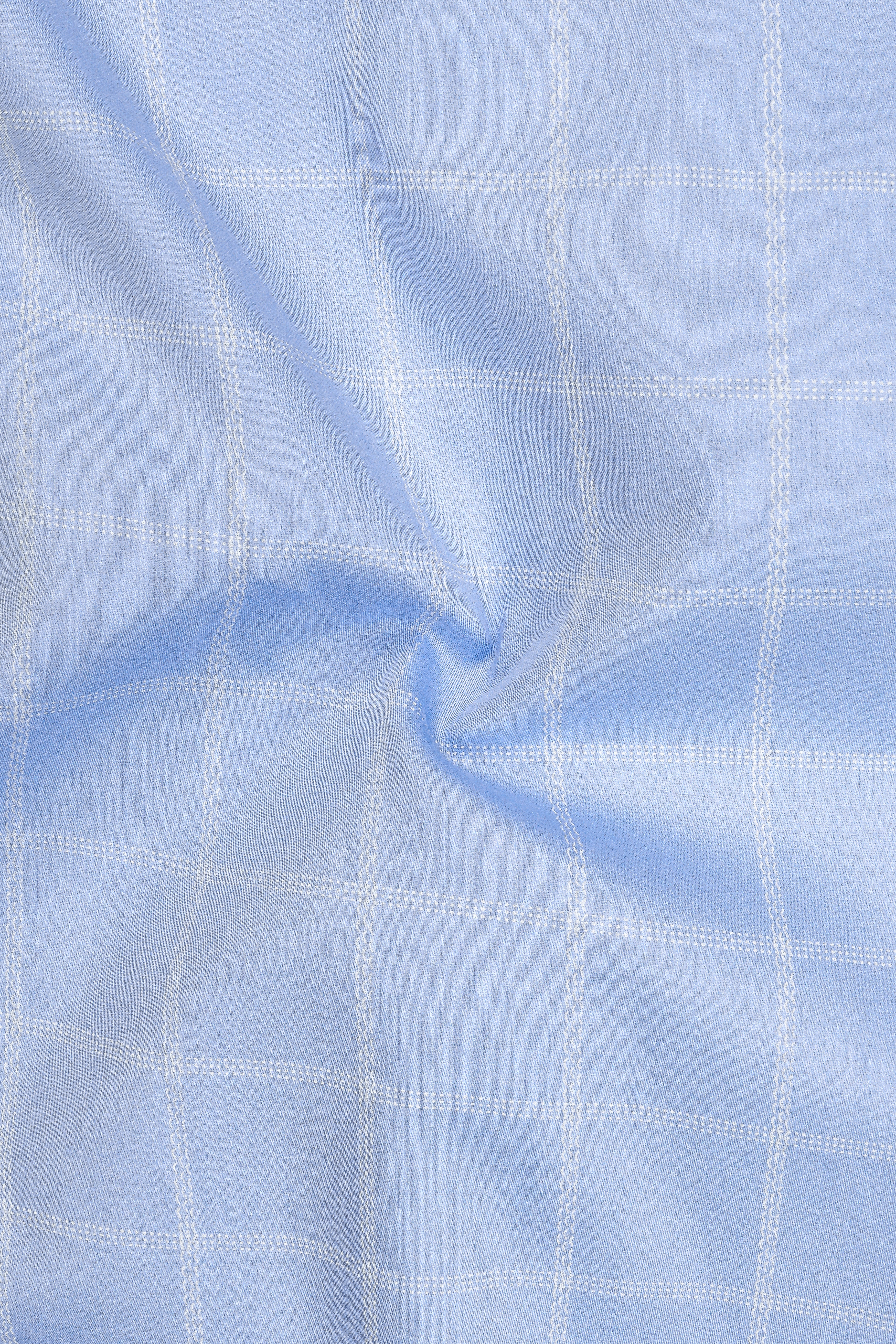 Aster-Spindle Blue Windowpane Subtle Sheen Soft Premium Cotton Dress Shirt