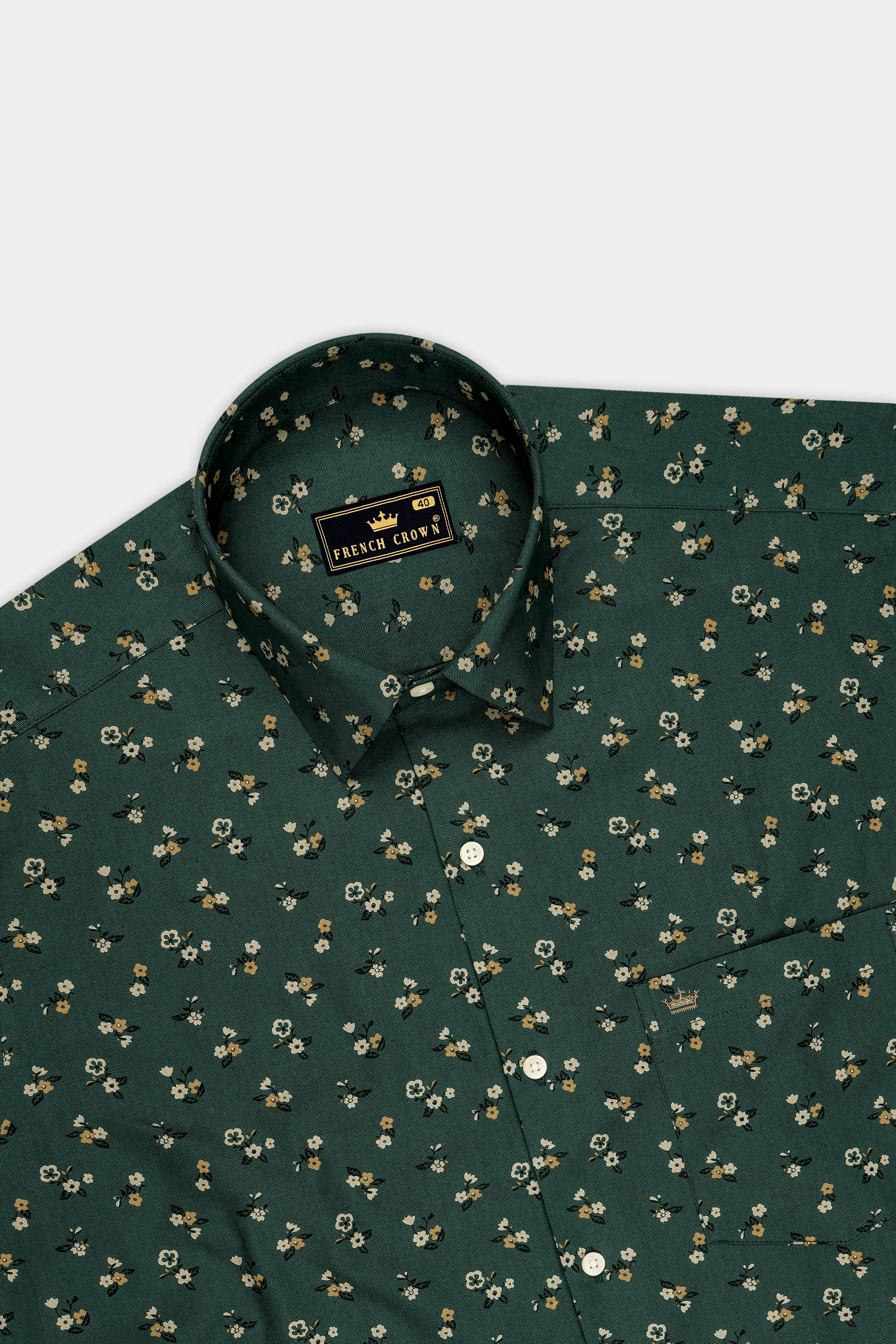 Botanica-Everglade Green Floral Printed Subtle Sheen Super Soft Premium Cotton Dress Shirt