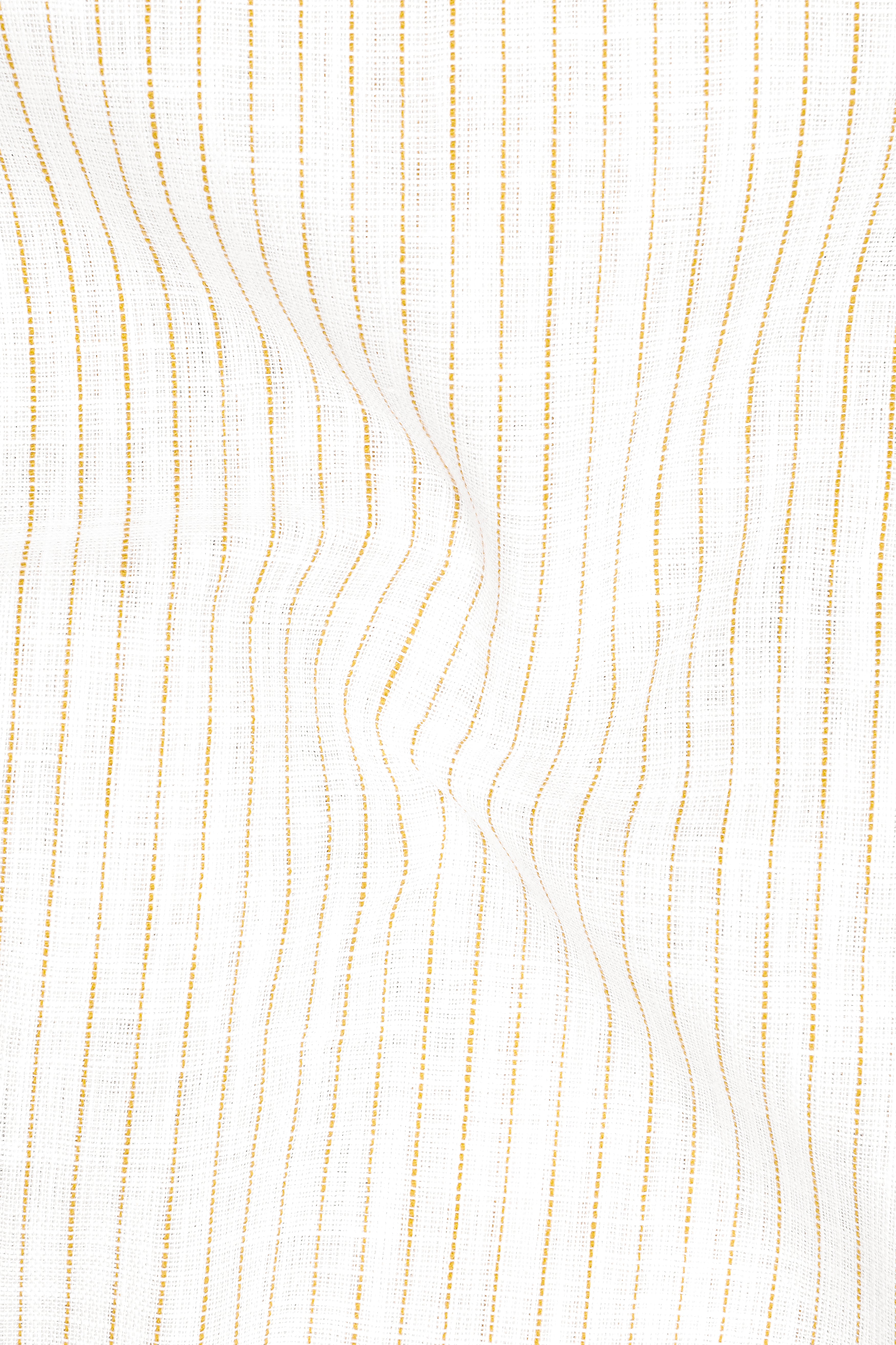 Oasis-Bright White And Sandy Brown Pin Striped Luxurious Linen Button Down Dress Shirt