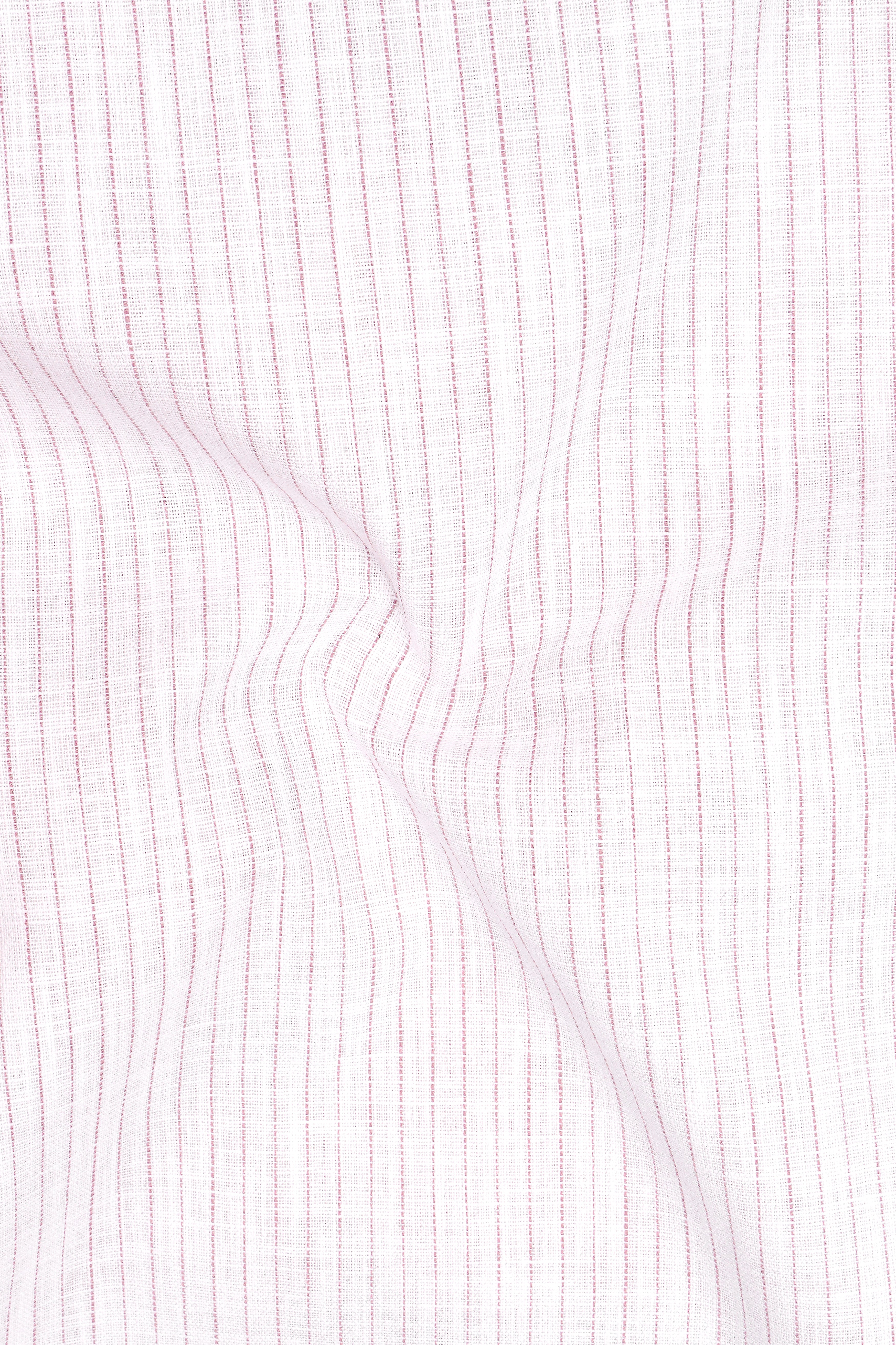 Zephyr-Bright White And Wisteria Pink Pin Striped Luxurious Linen Button Down Dress Shirt