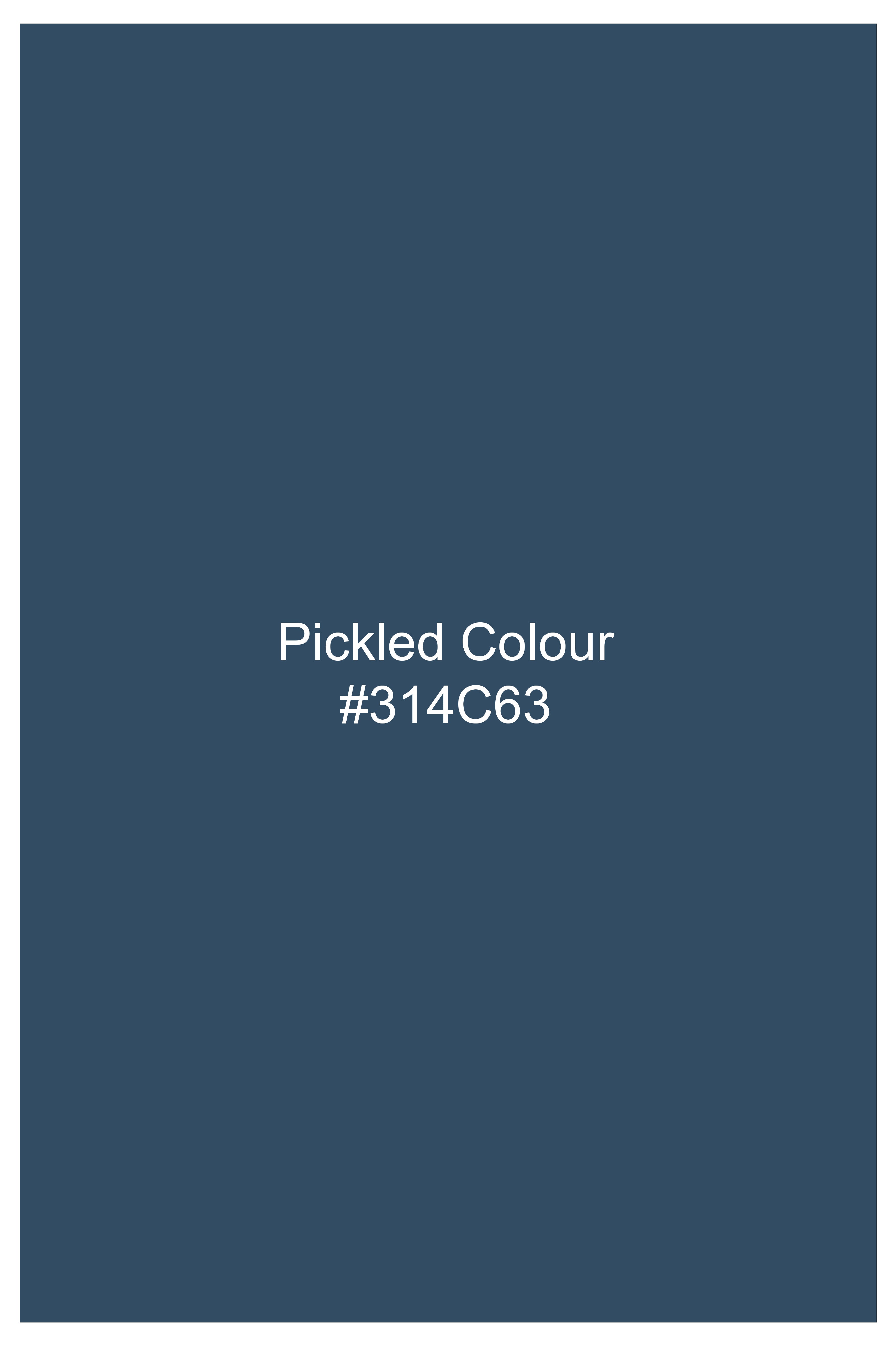 Virelle-Pickled Blue Floral Vine Printed Subtle Sheen Soft Premium Cotton White Cuff Collar Dress Shirt