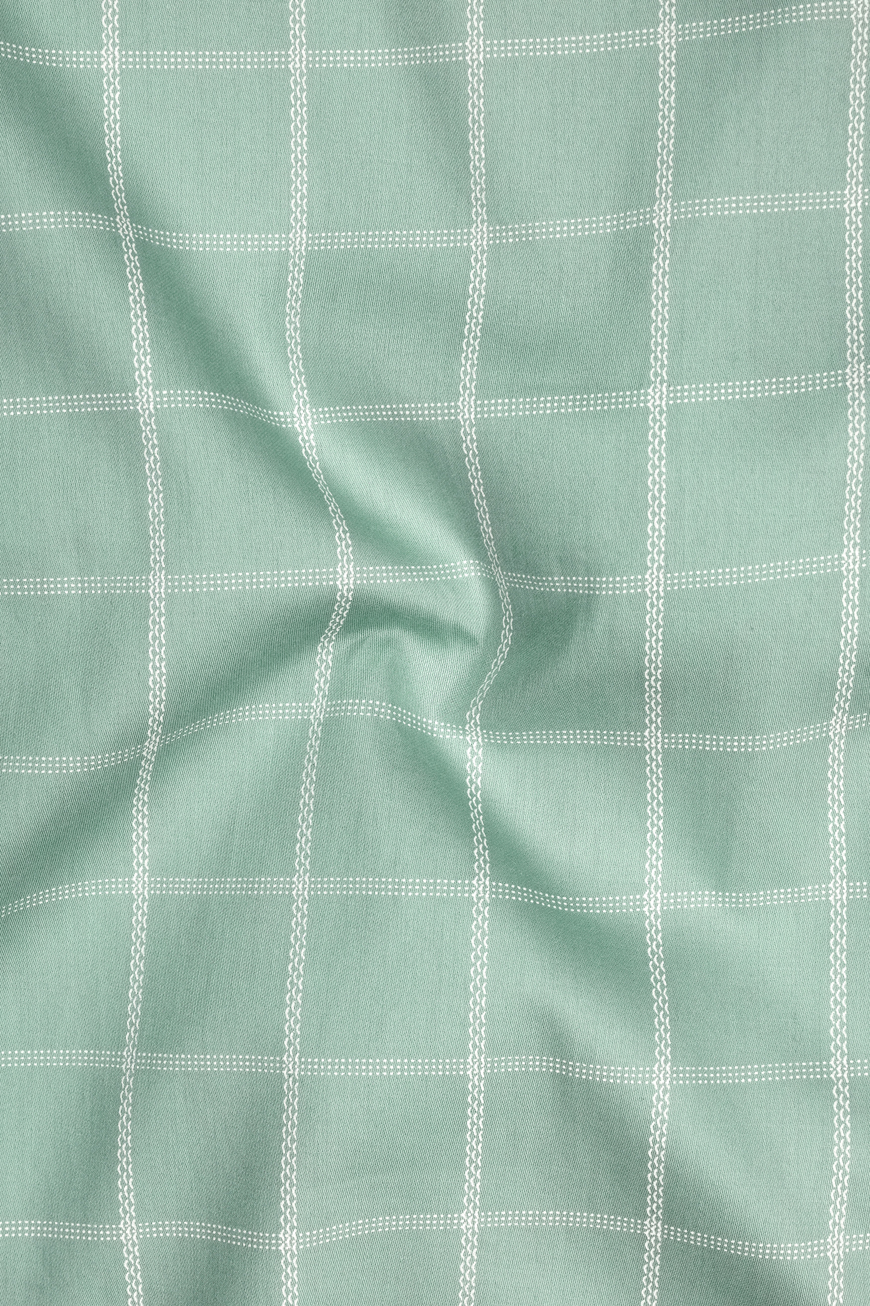 Canopy-Rain Green Windowpane Subtle Sheen Soft Premium Cotton Dress Shirt