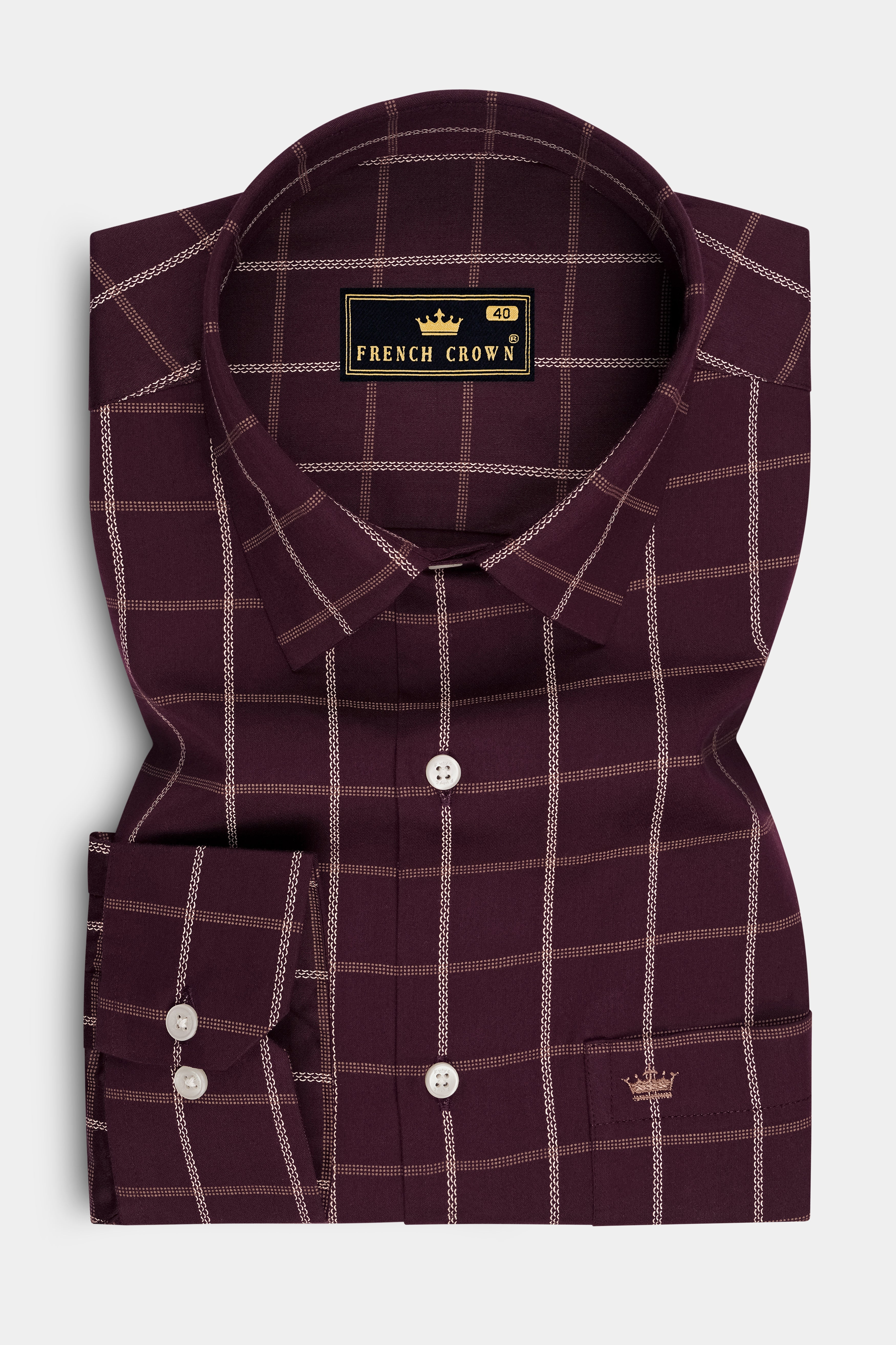 Lattice-Eclipse Maroon Windowpane Subtle Sheen Soft Premium Cotton Dress Shirt