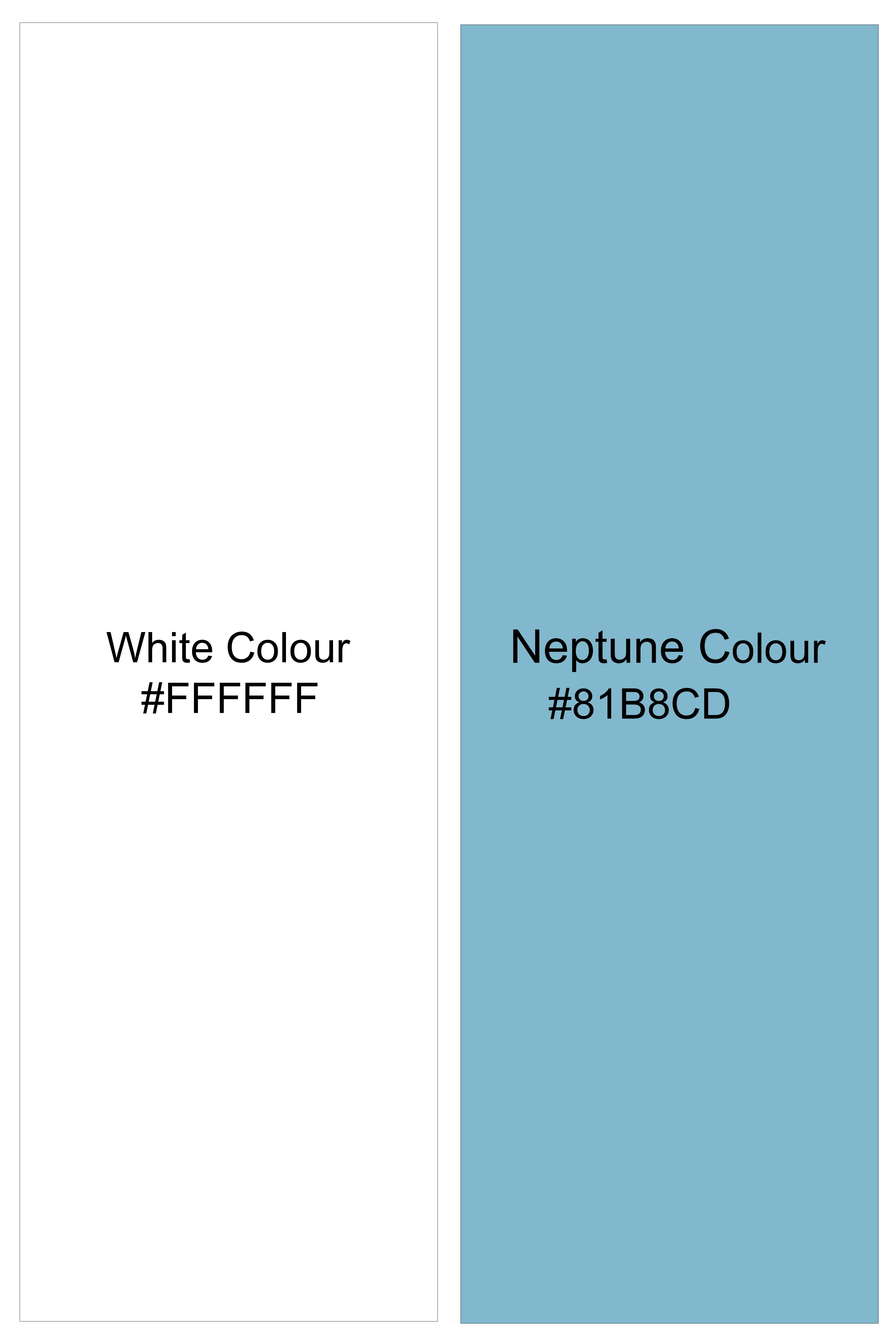 Mariner-Bright White And Neptune Blue Pin Striped Luxurious Linen Mandarin Casual Shirt