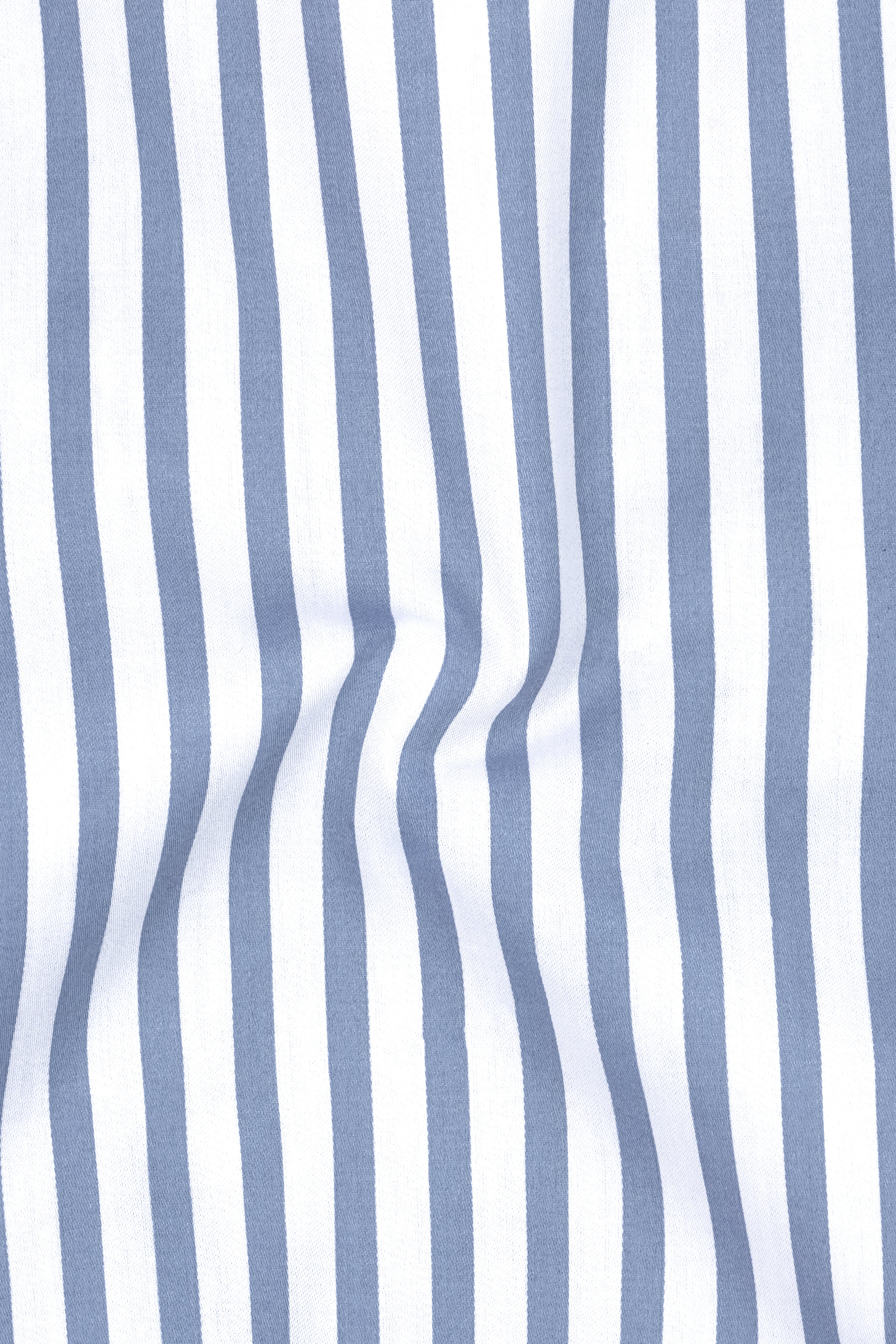 Strivon-Steel Blue And Bright White Candy Striped Subtle Sheen Super Soft Premium Cotton White Cuff Collar Dress Shirt