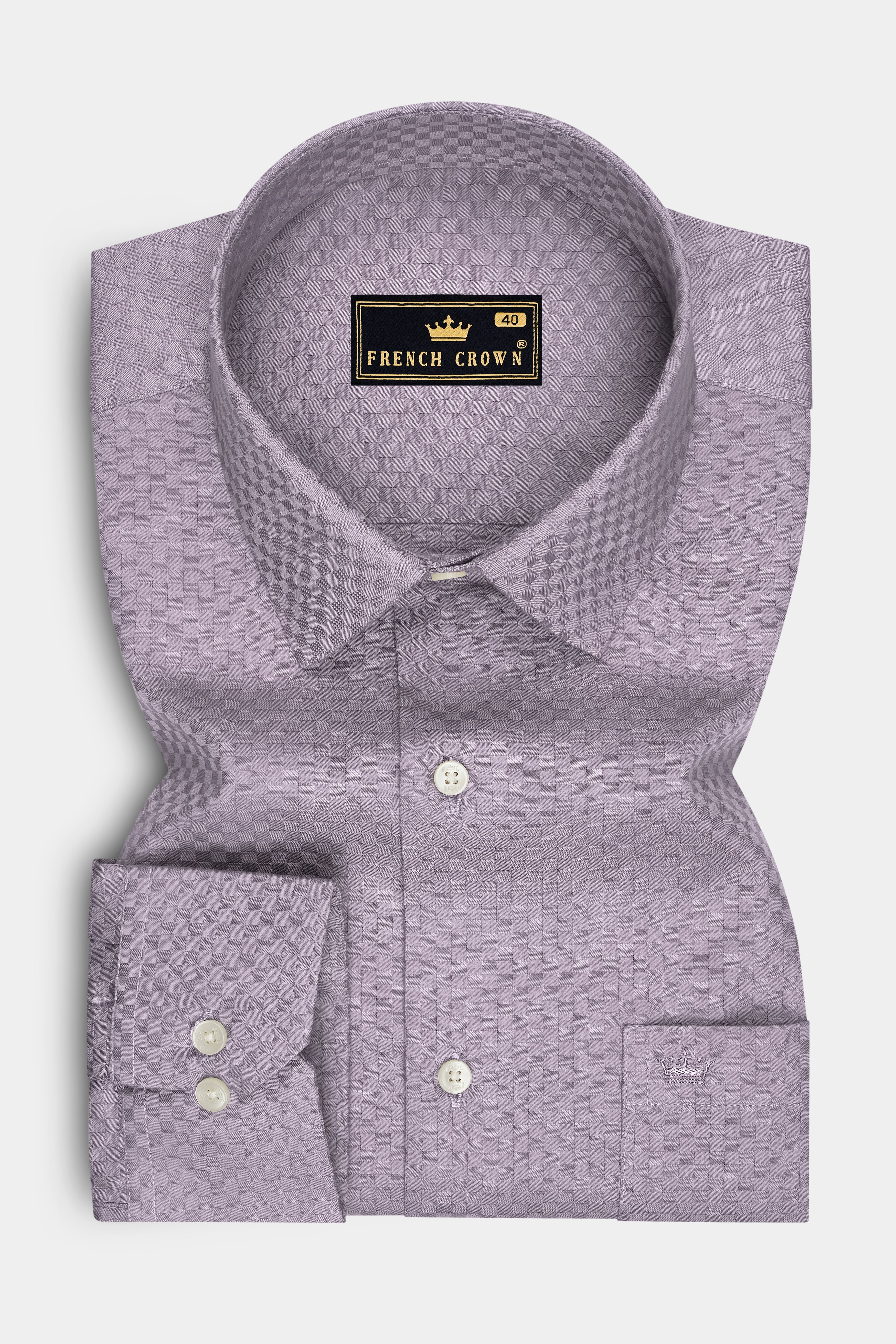 Elion-Fedora Purple Dobby Textured Premium Giza Cotton Dress Shirt