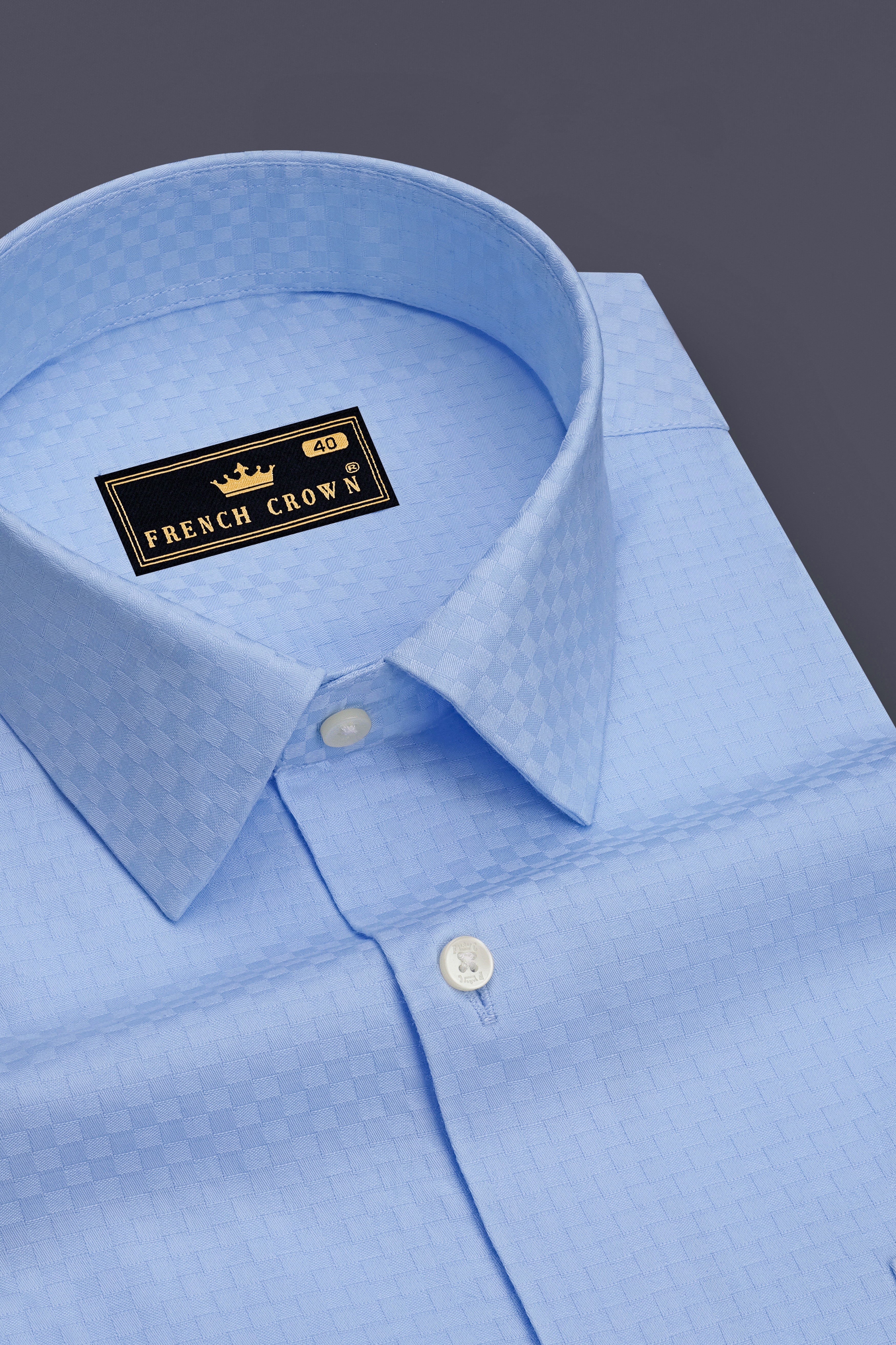 Cerule-Pastel Blue Dobby Textured Premium Giza Cotton Dress Shirt
