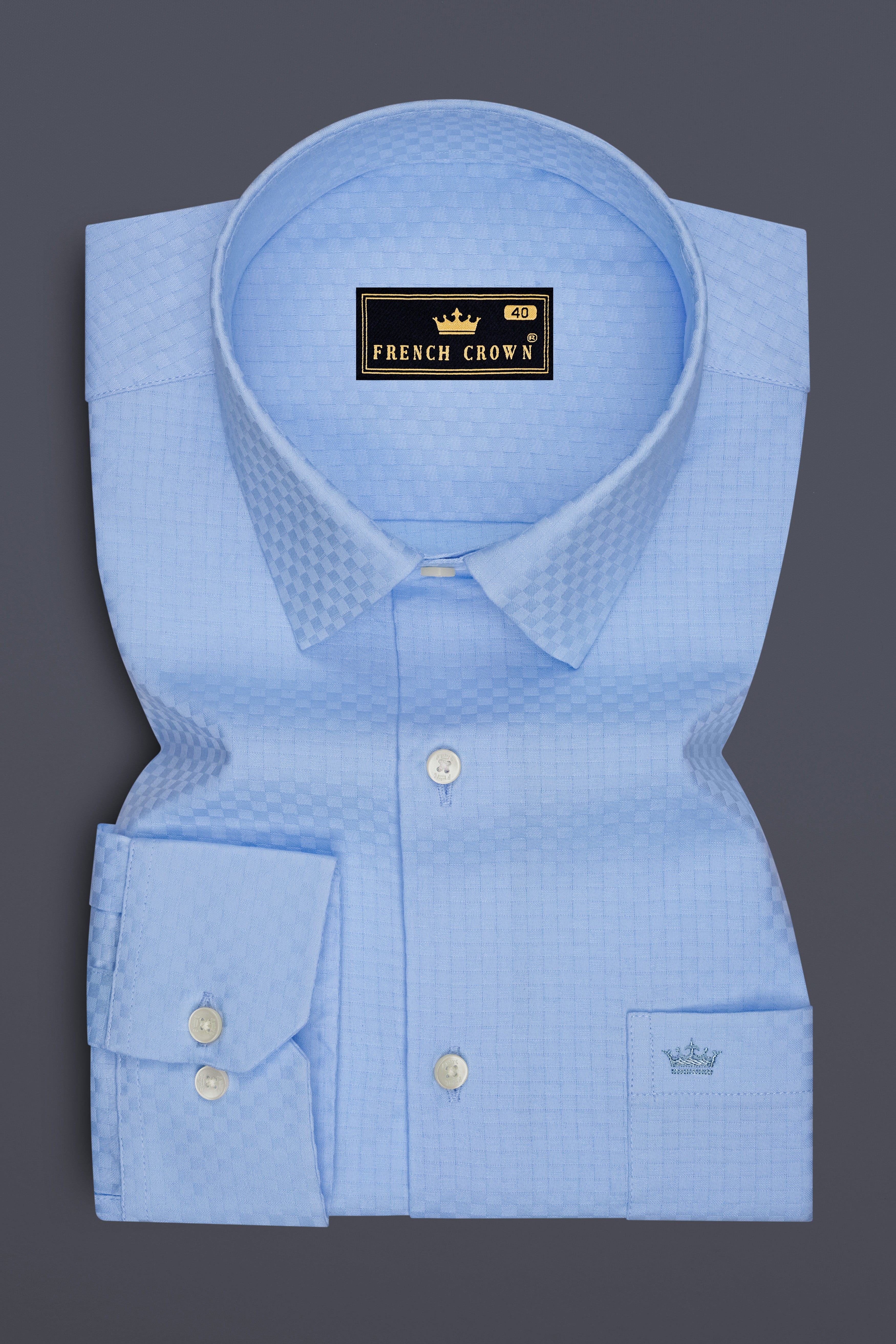 Cerule-Pastel Blue Dobby Textured Premium Giza Cotton Dress Shirt